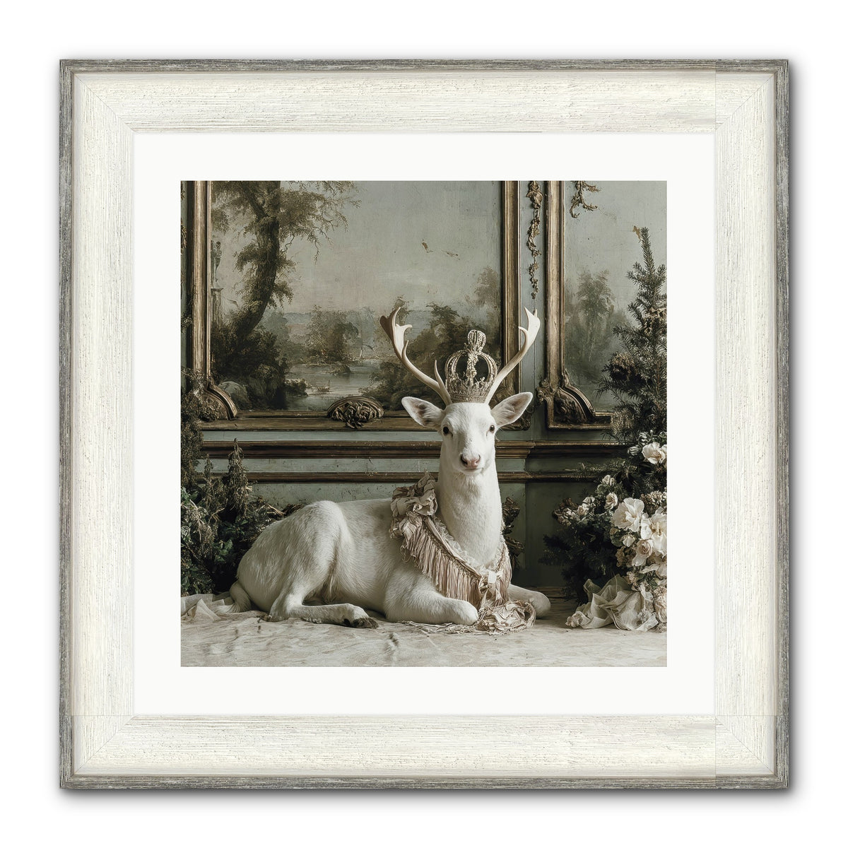 Tranquil In Tinsel & Frost Framed Print - Driftwood White 20x20