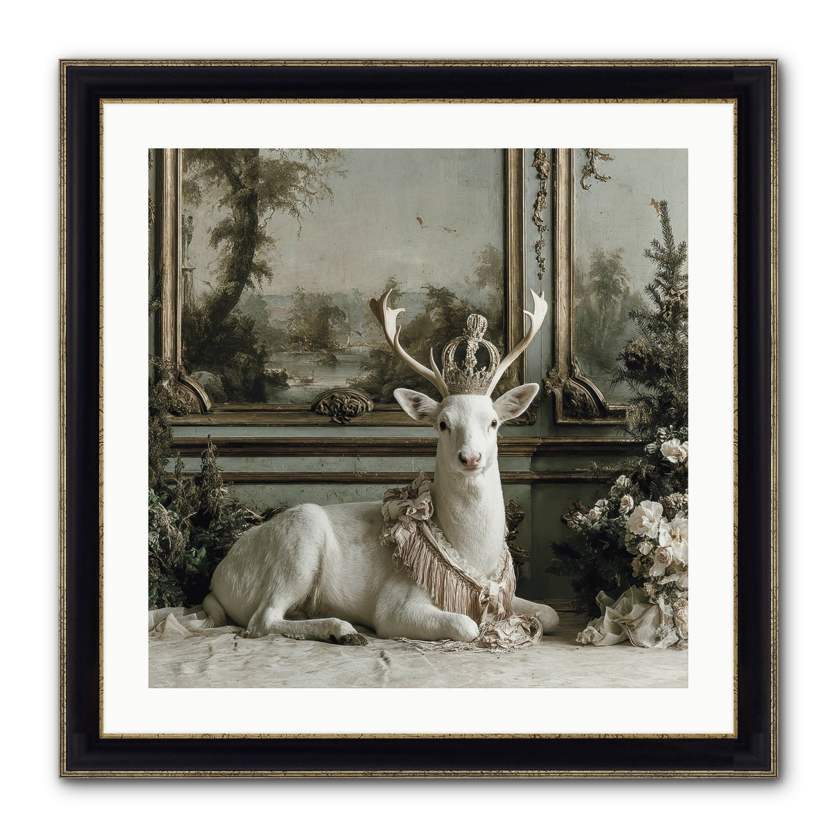 Tranquil In Tinsel & Frost Framed Print - Black & Gold 24x24