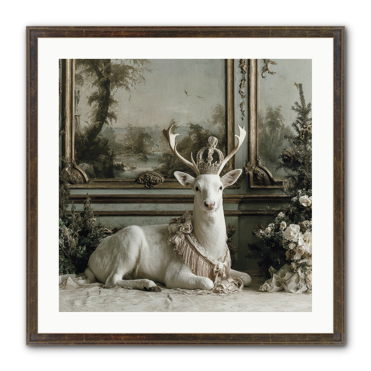 Tranquil In Tinsel & Frost Framed Print - Slimwoods Black/Gold 24x24