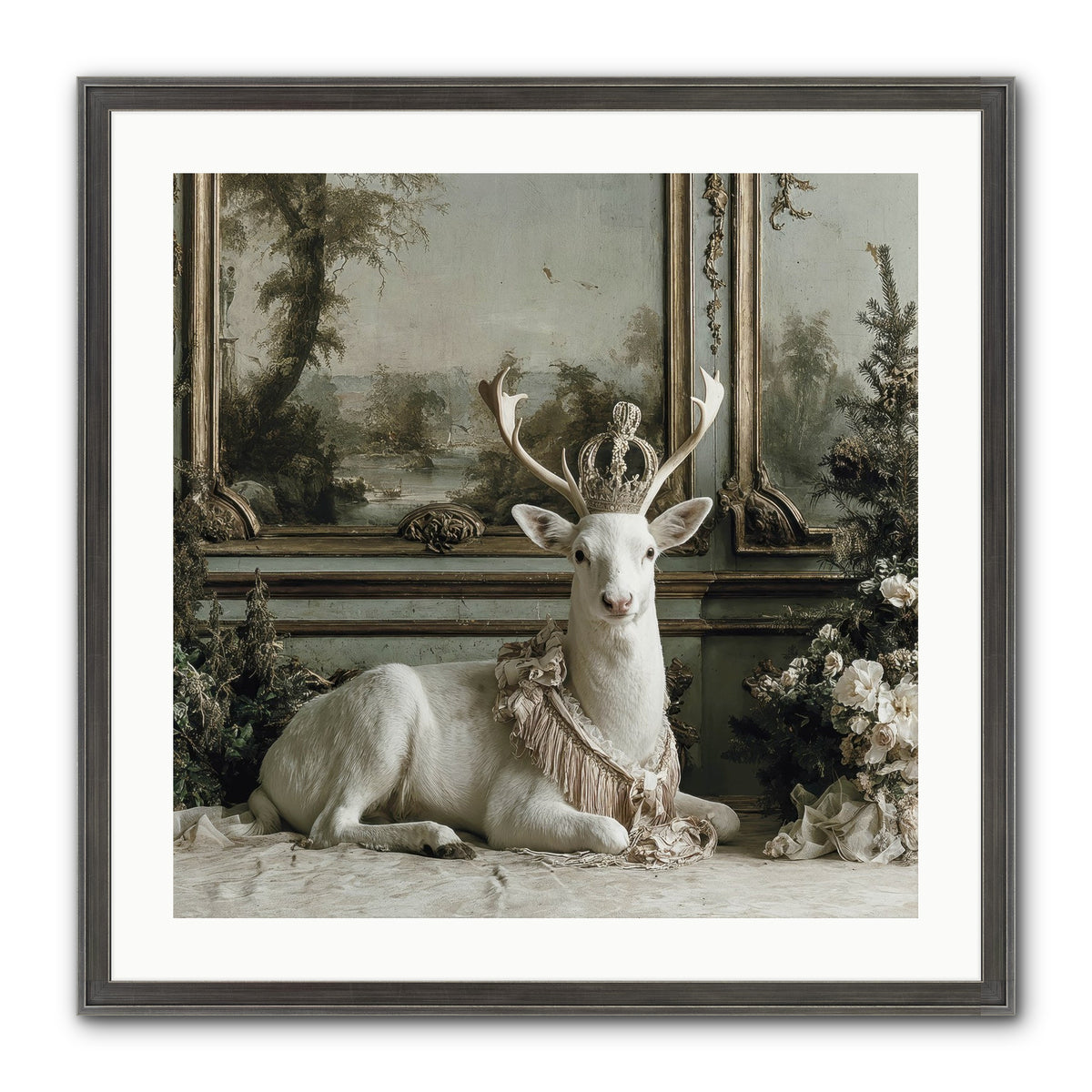 Tranquil In Tinsel & Frost Framed Print - Slimwoods Black/Silver 24x24