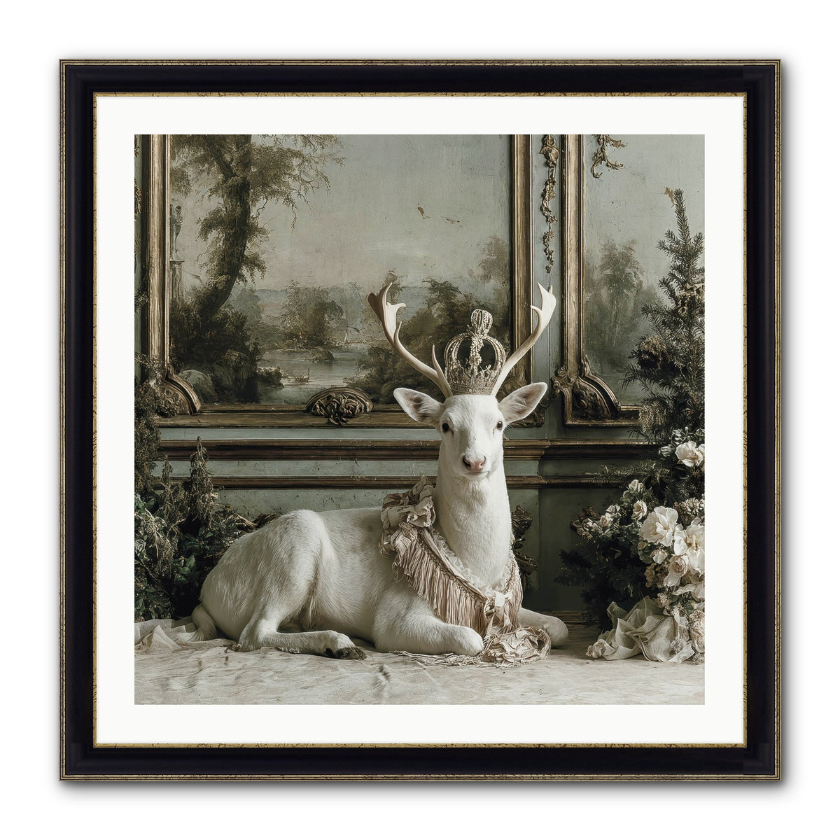 Tranquil In Tinsel & Frost Framed Print - Black & Gold 30x30