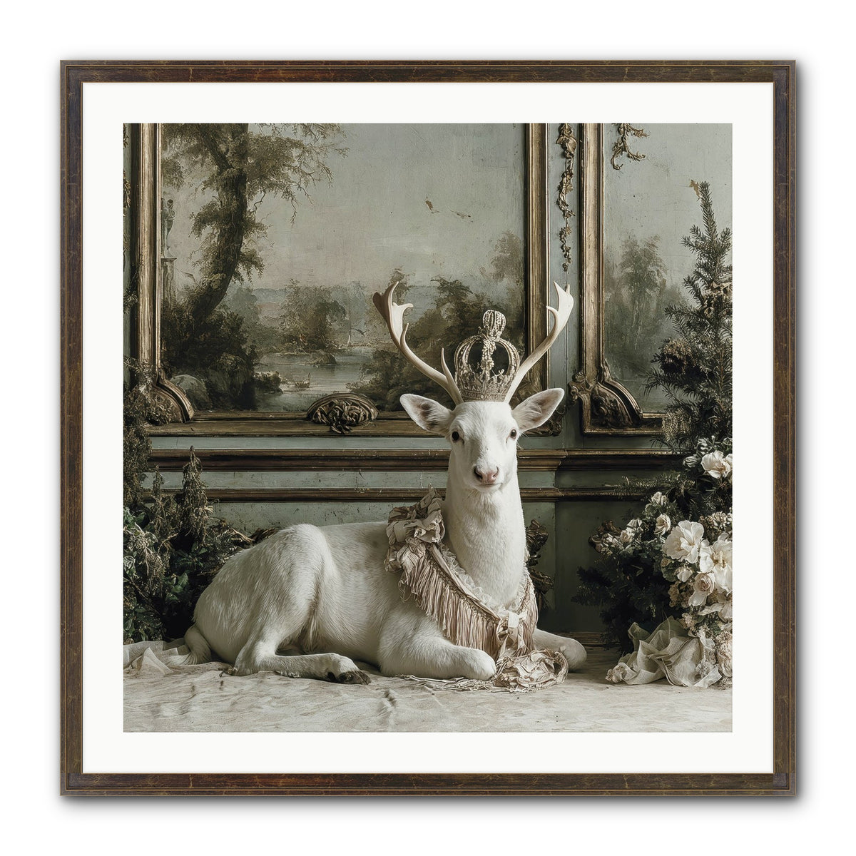 Tranquil In Tinsel & Frost Framed Print - Slimwoods Black/Gold 30x30