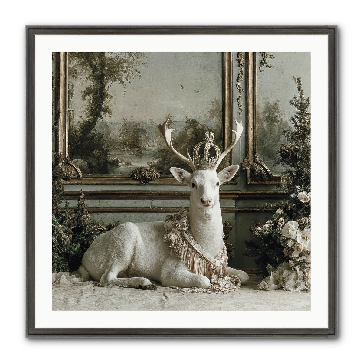 Tranquil In Tinsel & Frost Framed Print - Slimwoods Black/Silver 30x30