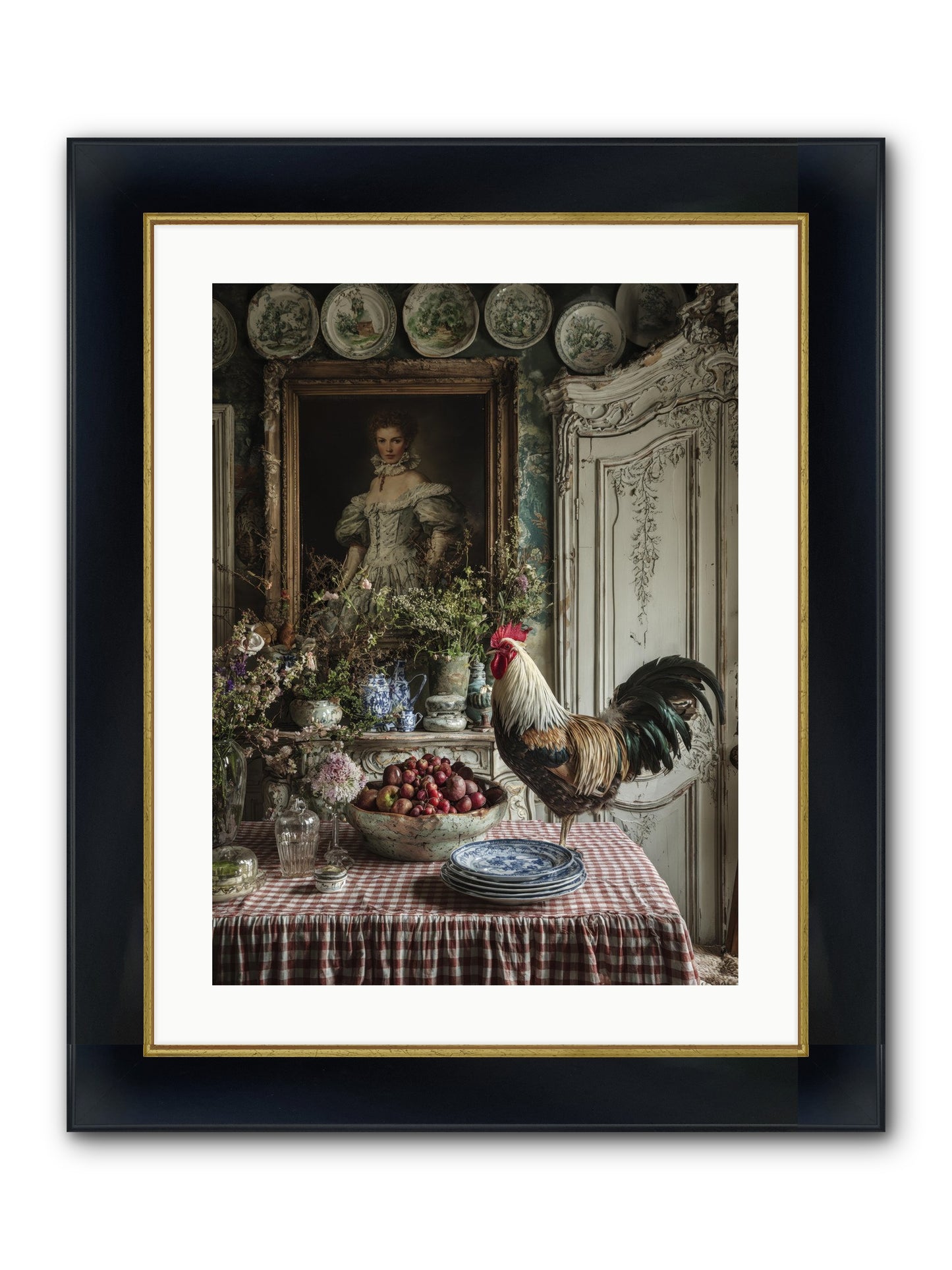Trillium Framed Print - Wide Black w/Gold 18x24