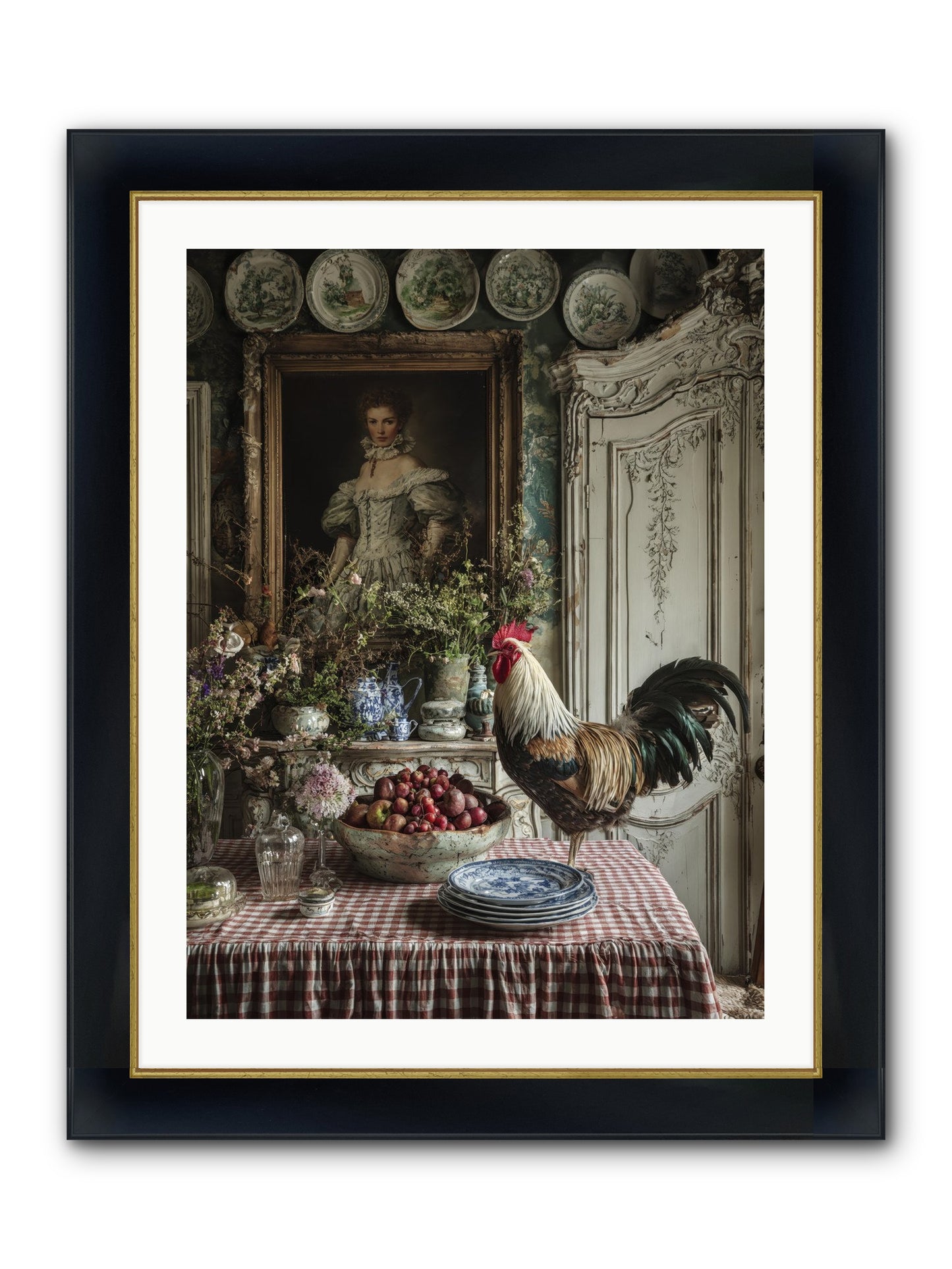 Trillium Framed Print - Wide Black w/Gold 24x32