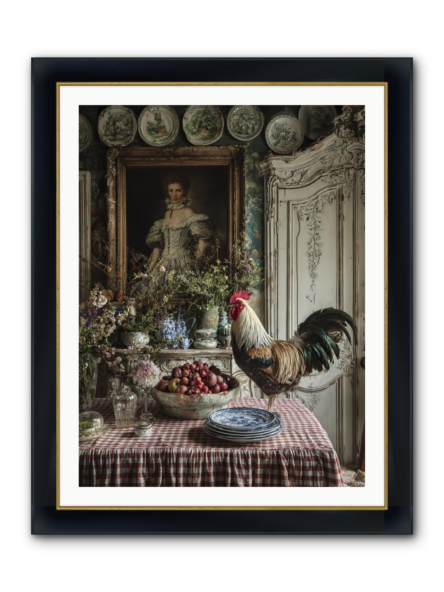 Trillium Framed Print - Wide Black w/Gold 30x40
