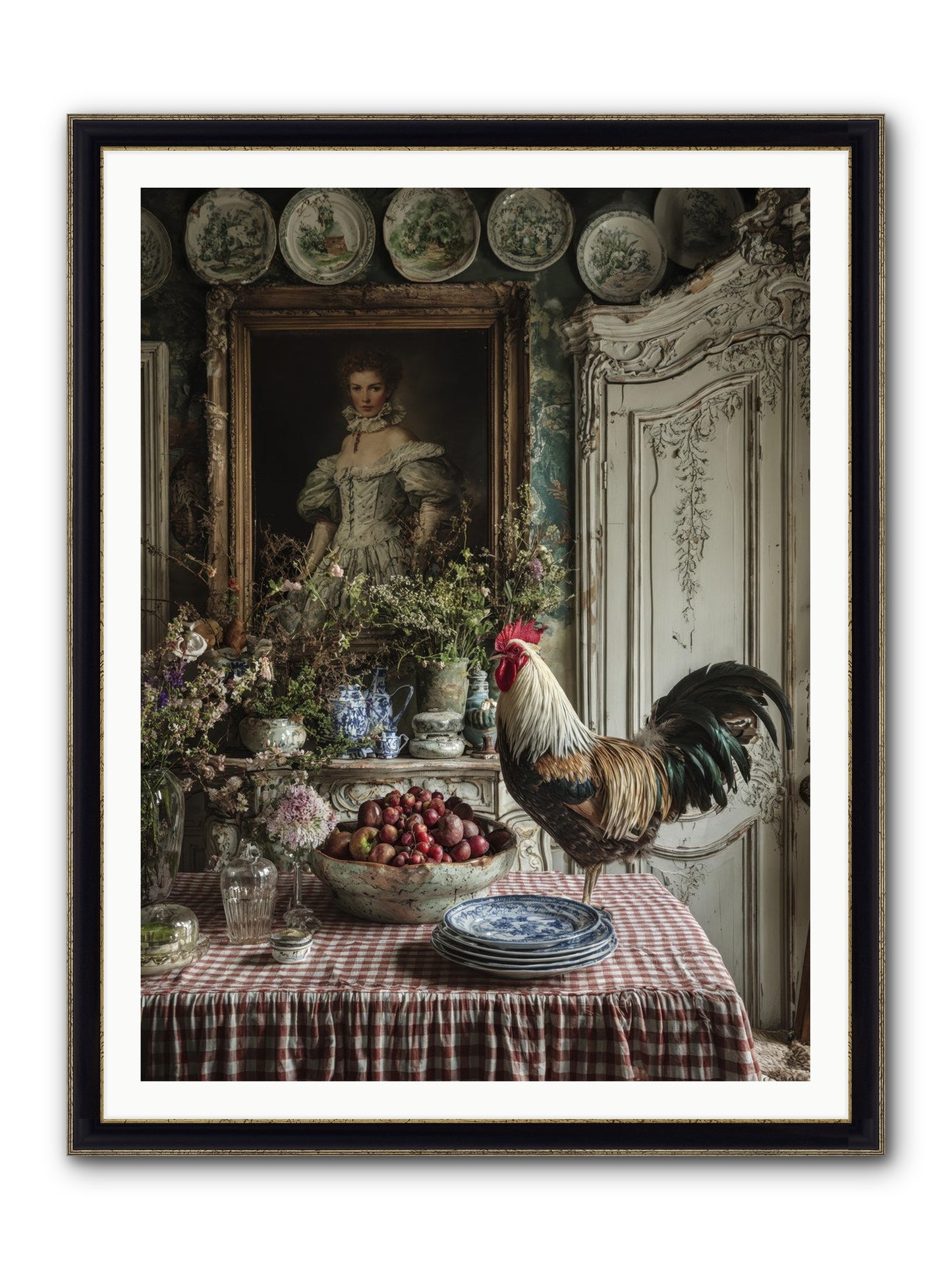 Trillium Framed Print - Black & Gold 36x48