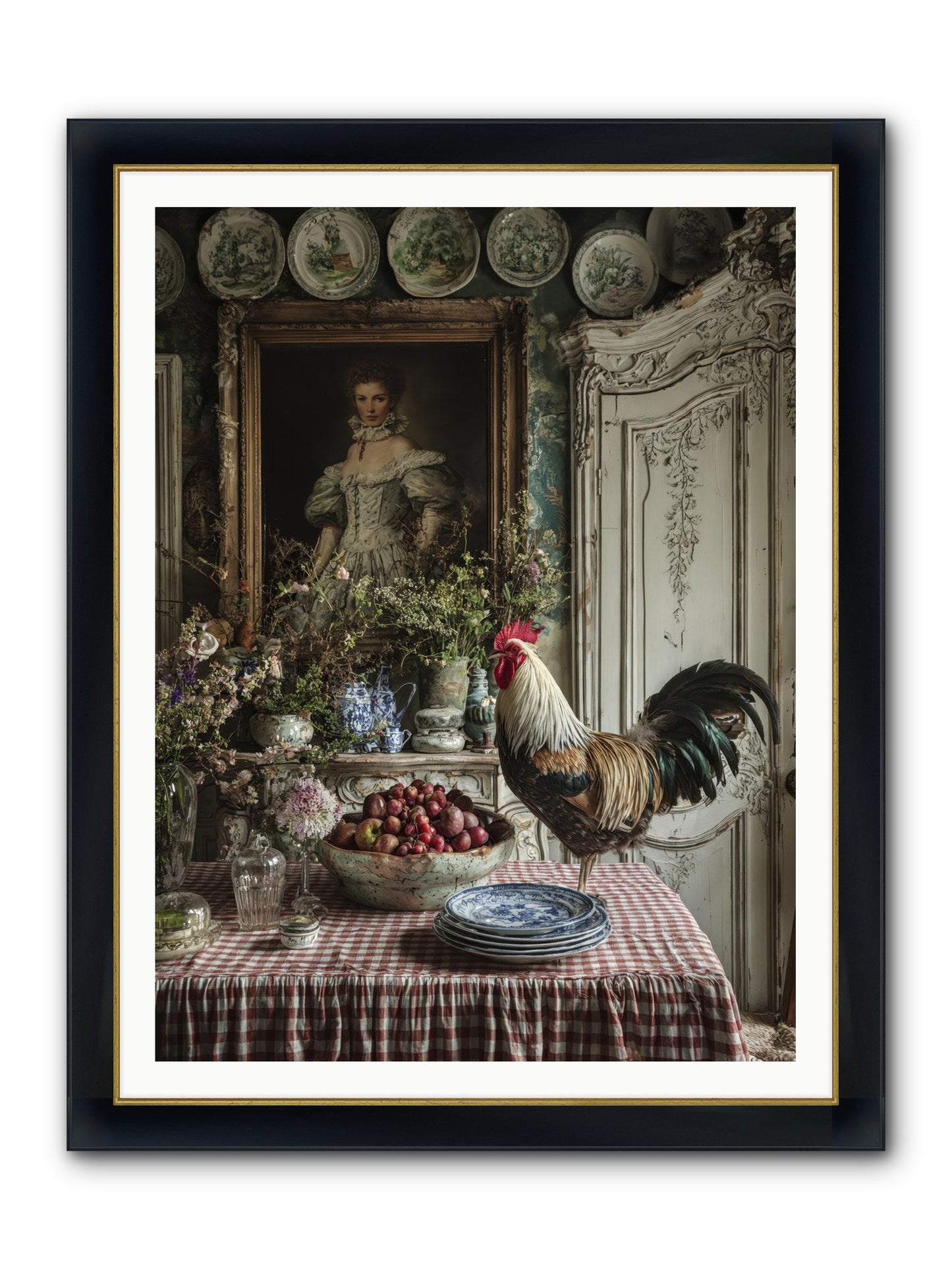 Trillium Framed Print - Wide Black w/Gold 36x48