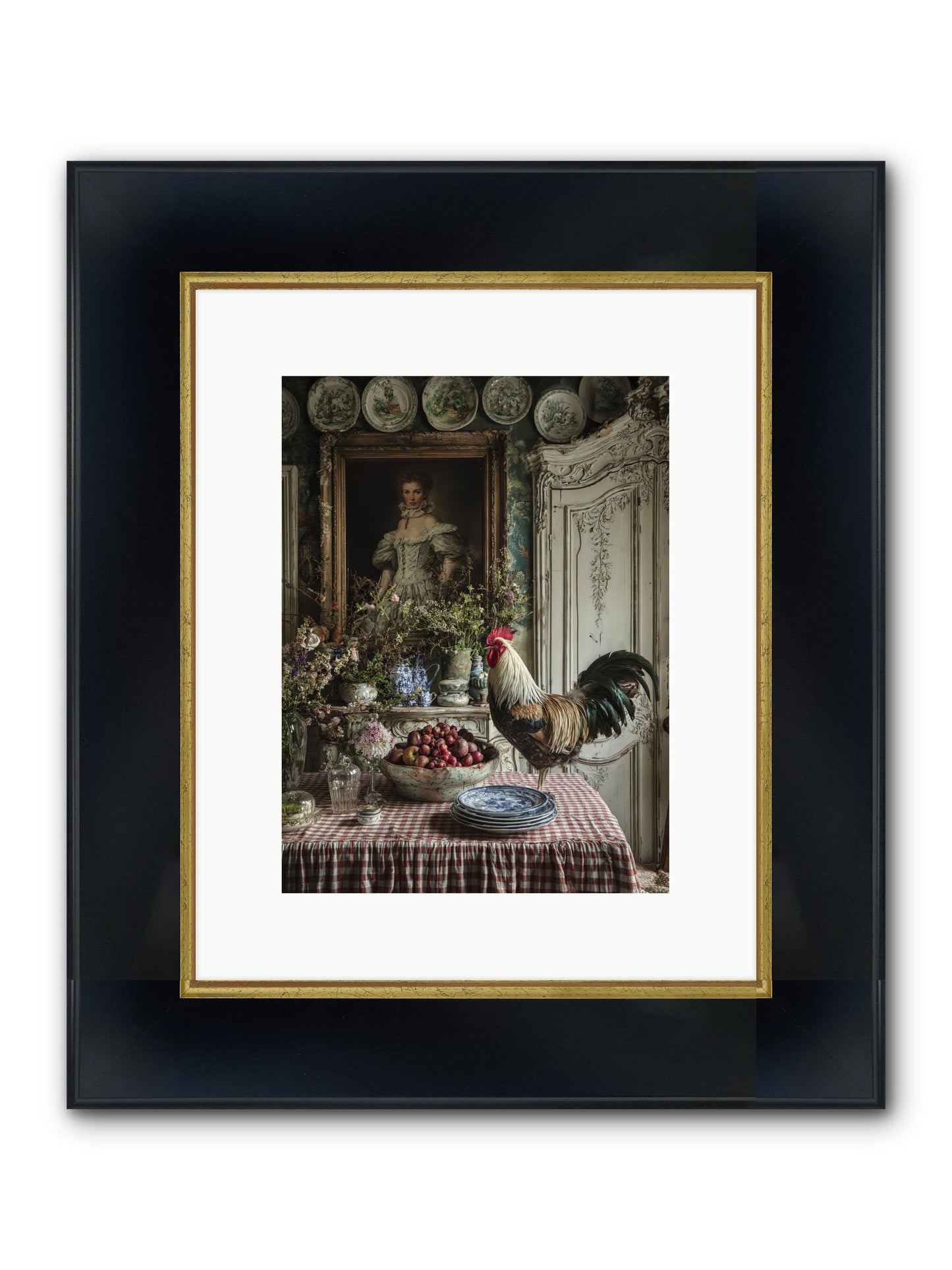 Trillium Framed Print - Wide Black w/Gold 9x12