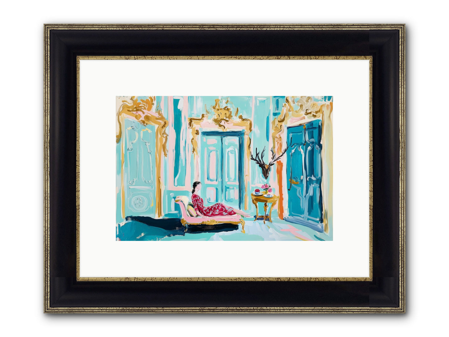 Tuesday In Azure Framed Print - Black & Gold 12x8