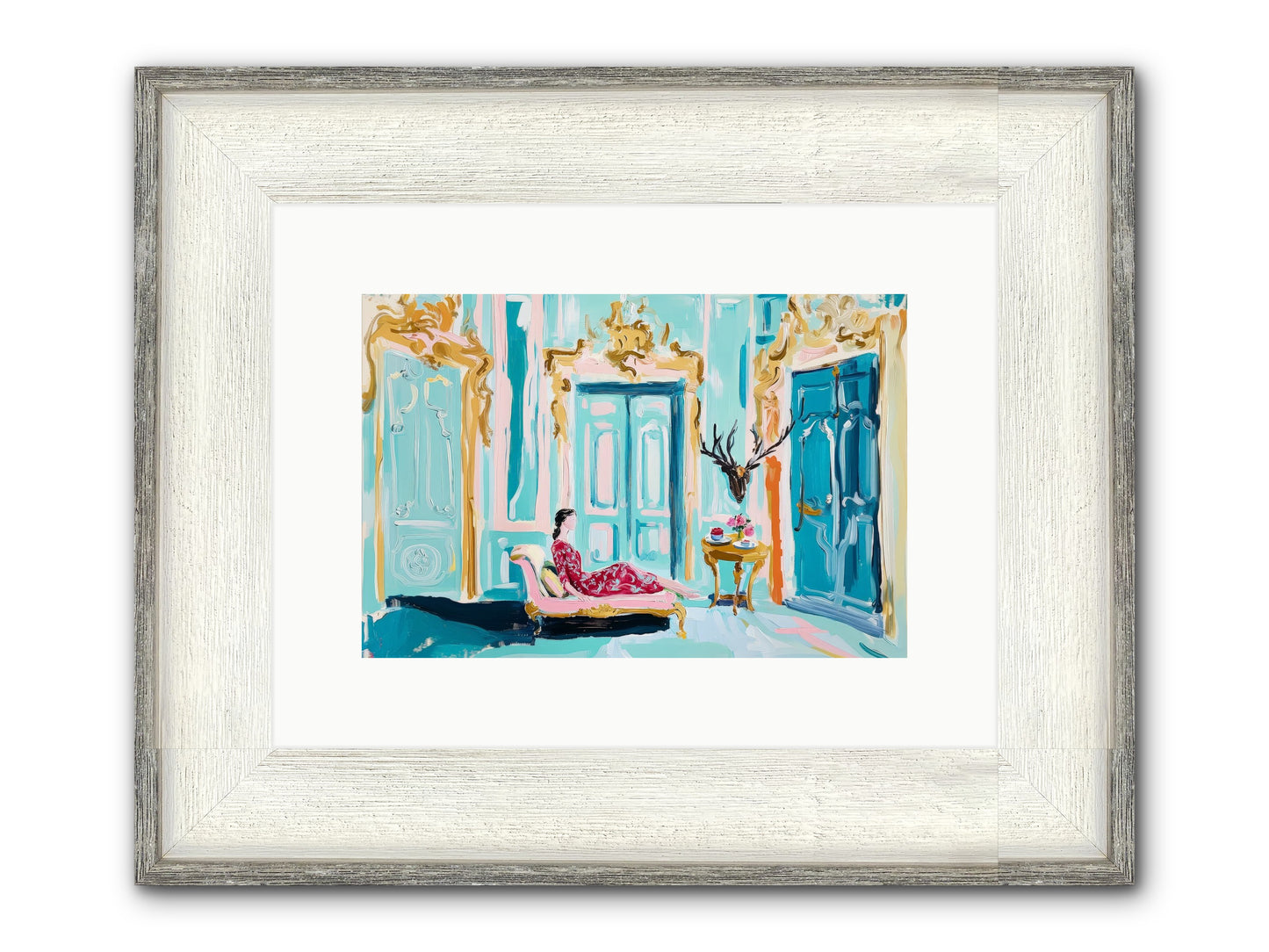 Tuesday In Azure Framed Print - Driftwood White 12x8