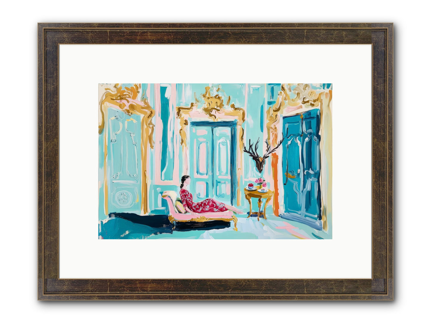 Tuesday In Azure Framed Print - Slimwoods Black/Gold 12x8