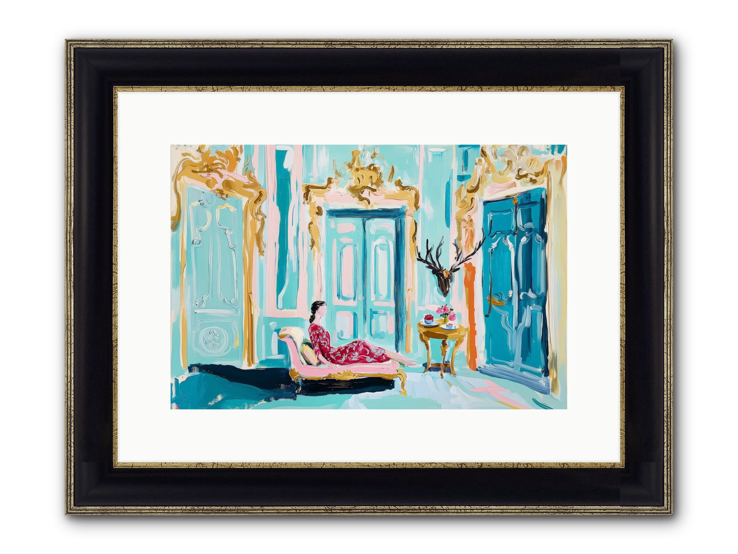 Tuesday In Azure Framed Print - Black & Gold 15x10