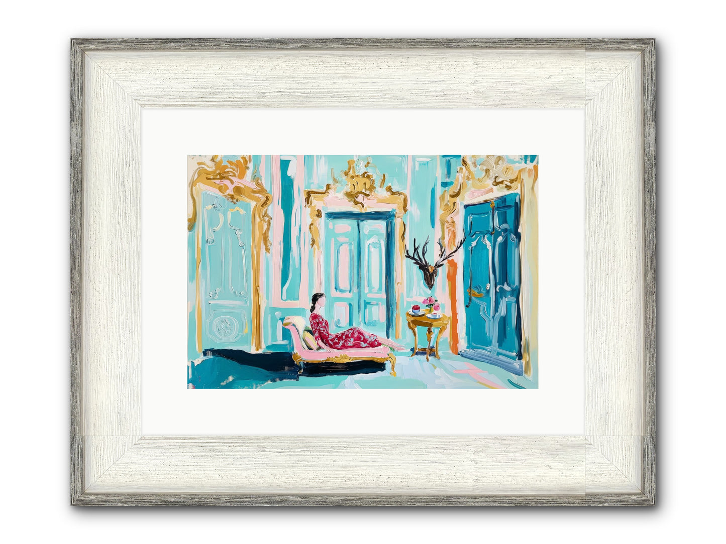 Tuesday In Azure Framed Print - Driftwood White 15x10