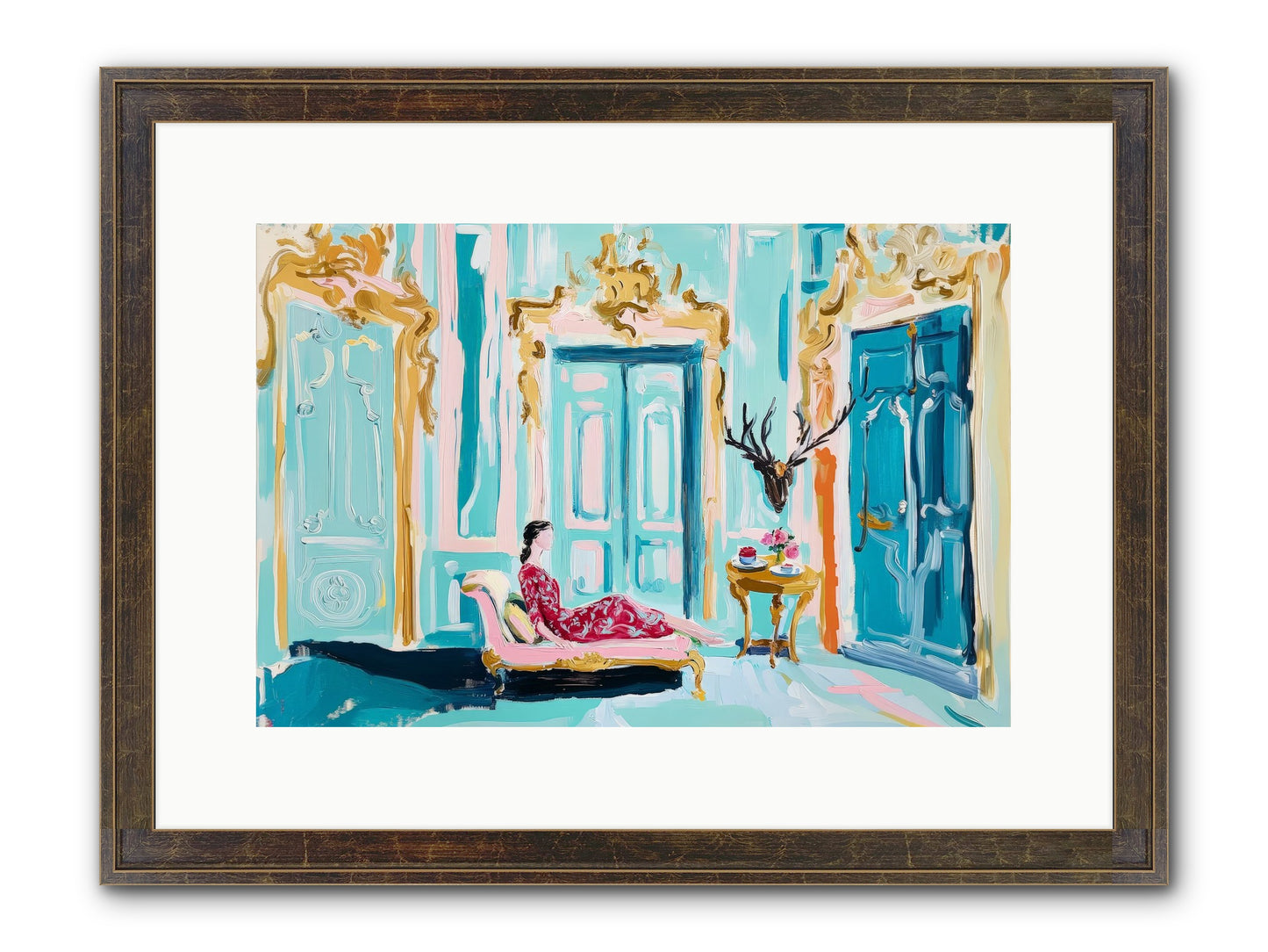 Tuesday In Azure Framed Print - Slimwoods Black/Gold 15x10