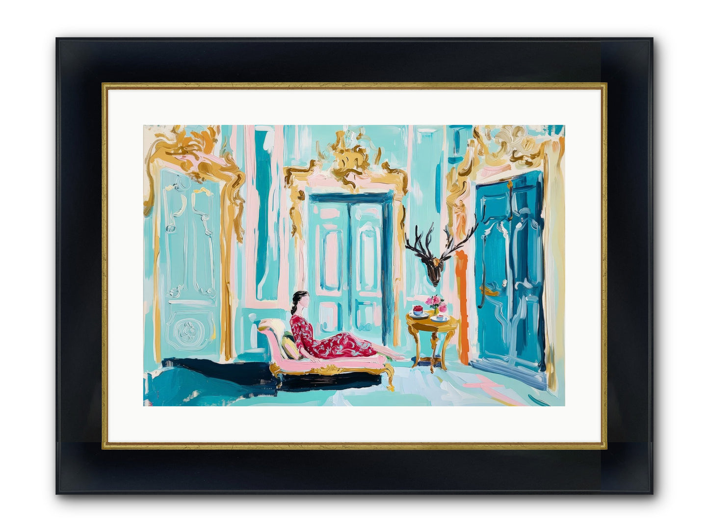 Tuesday In Azure Framed Print - Wide Black w/Gold 24x16