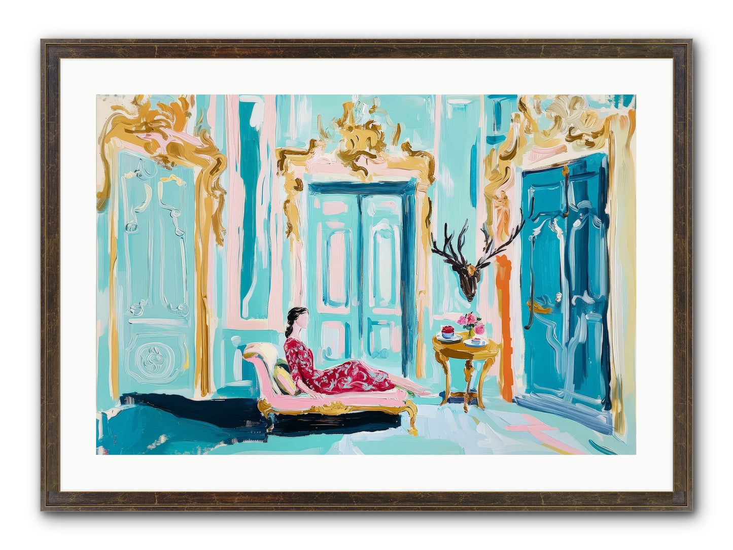 Tuesday In Azure Framed Print - Slimwoods Black/Gold 30x20