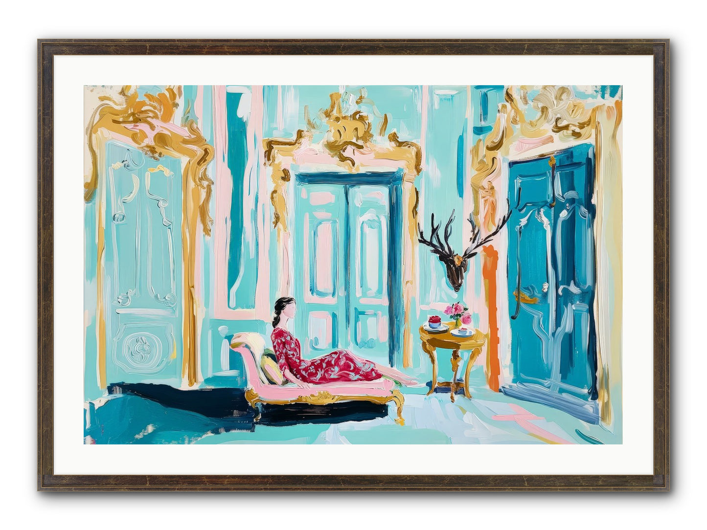 Tuesday In Azure Framed Print - Slimwoods Black/Gold 36x24