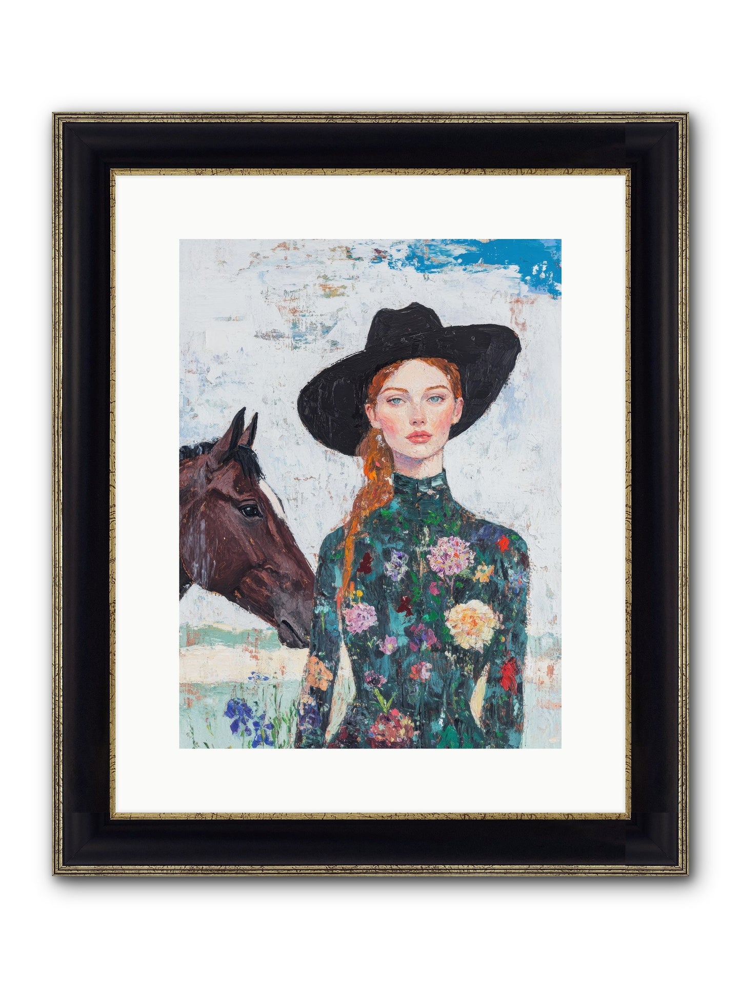 Turquoise Legacy Framed Print - Black & Gold 12x16