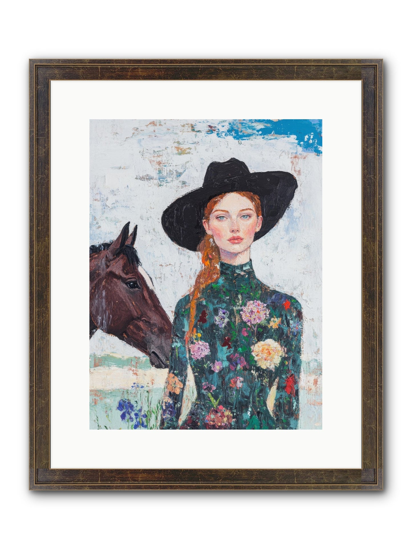 Turquoise Legacy Framed Print - Slimwoods Black/Gold 12x16