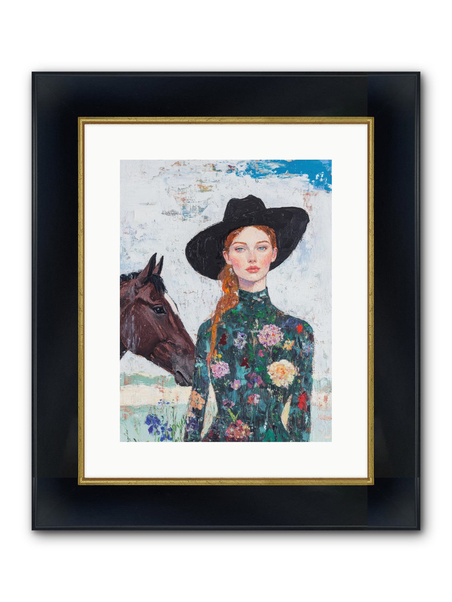 Turquoise Legacy Framed Print - Wide Black w/Gold 12x16