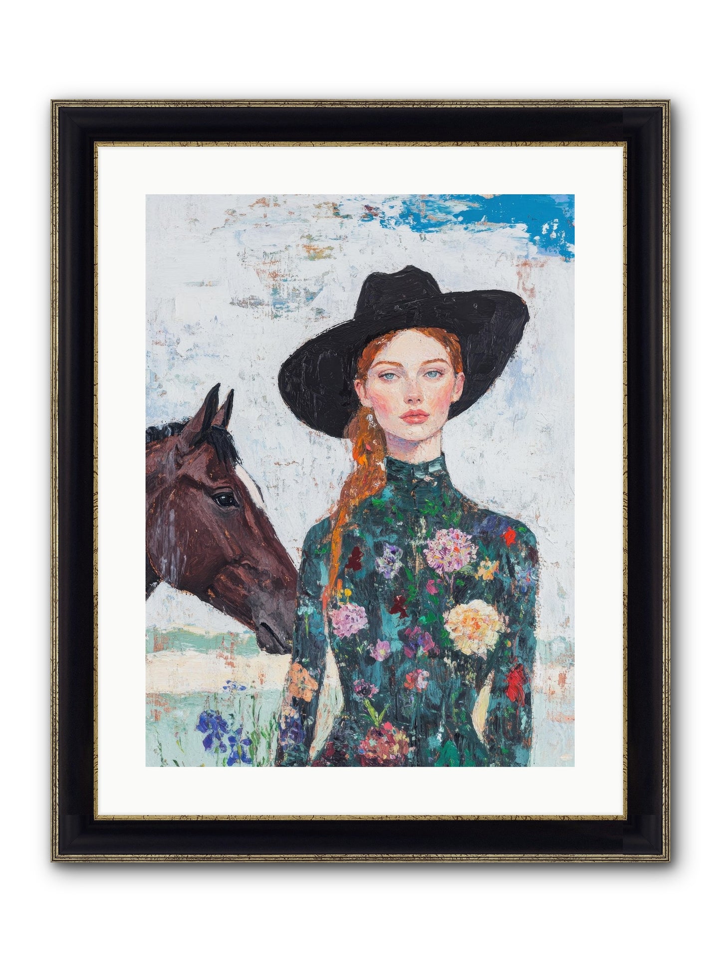 Turquoise Legacy Framed Print - Black & Gold 18x24