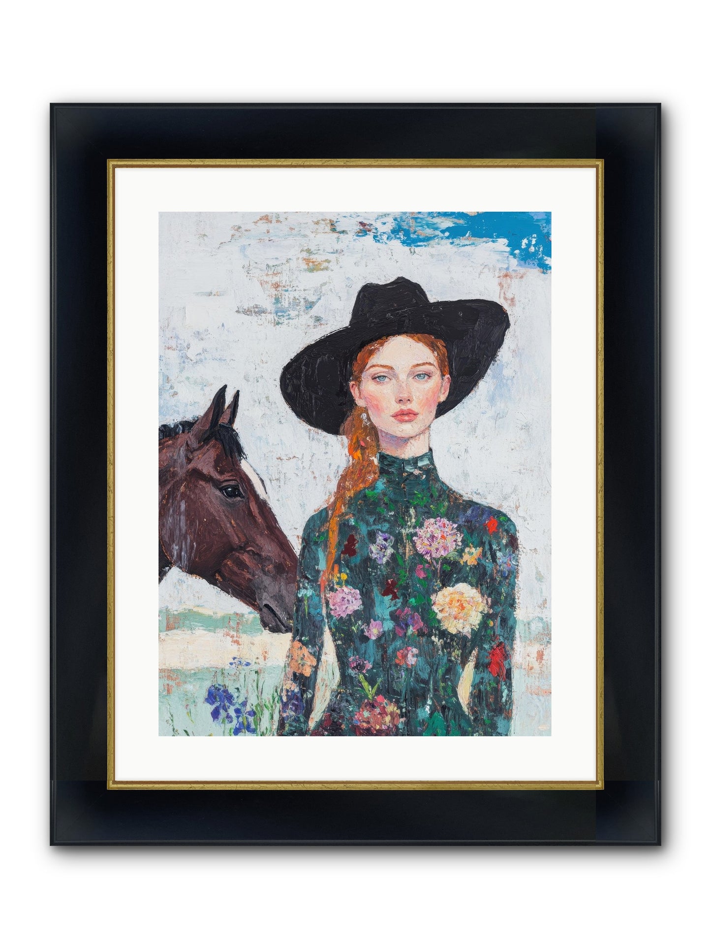 Turquoise Legacy Framed Print - Wide Black w/Gold 18x24