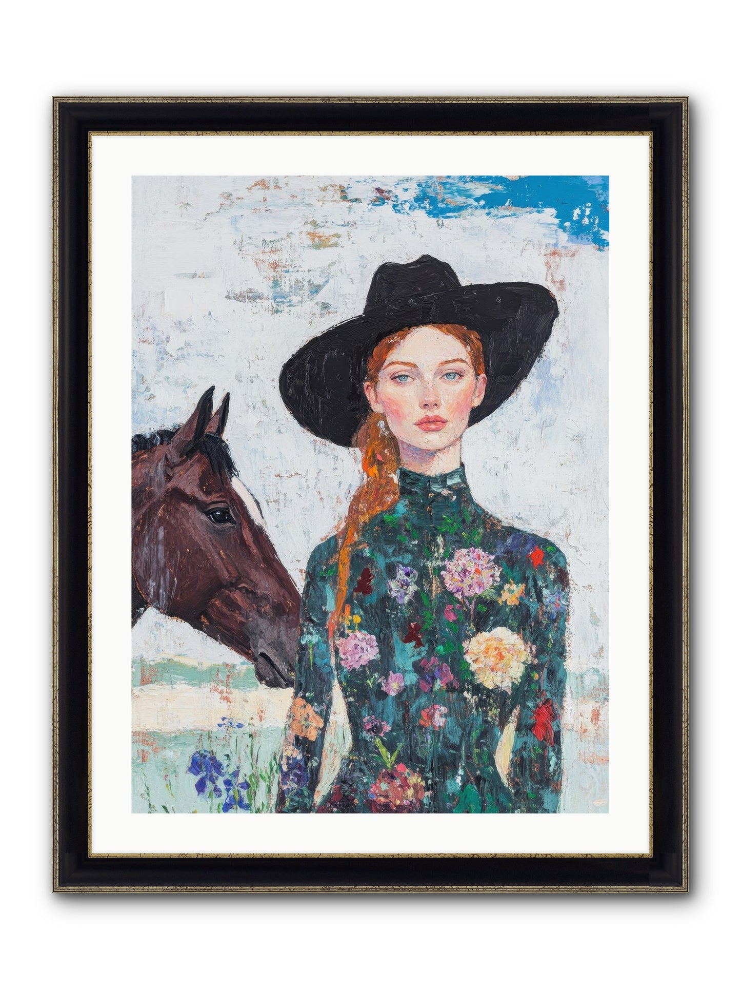Turquoise Legacy Framed Print - Black & Gold 24x32