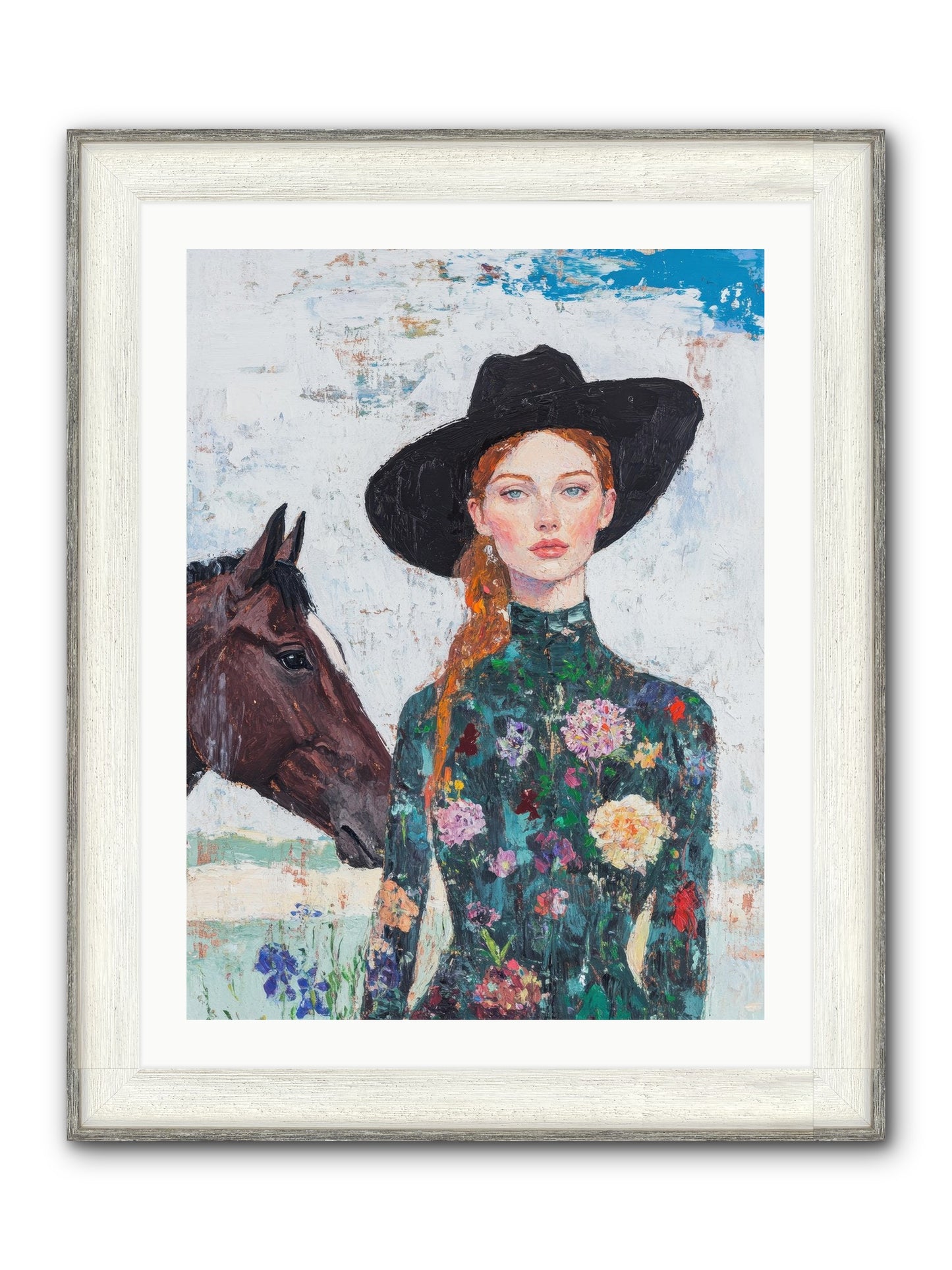 Turquoise Legacy Framed Print - Driftwood White 24x32