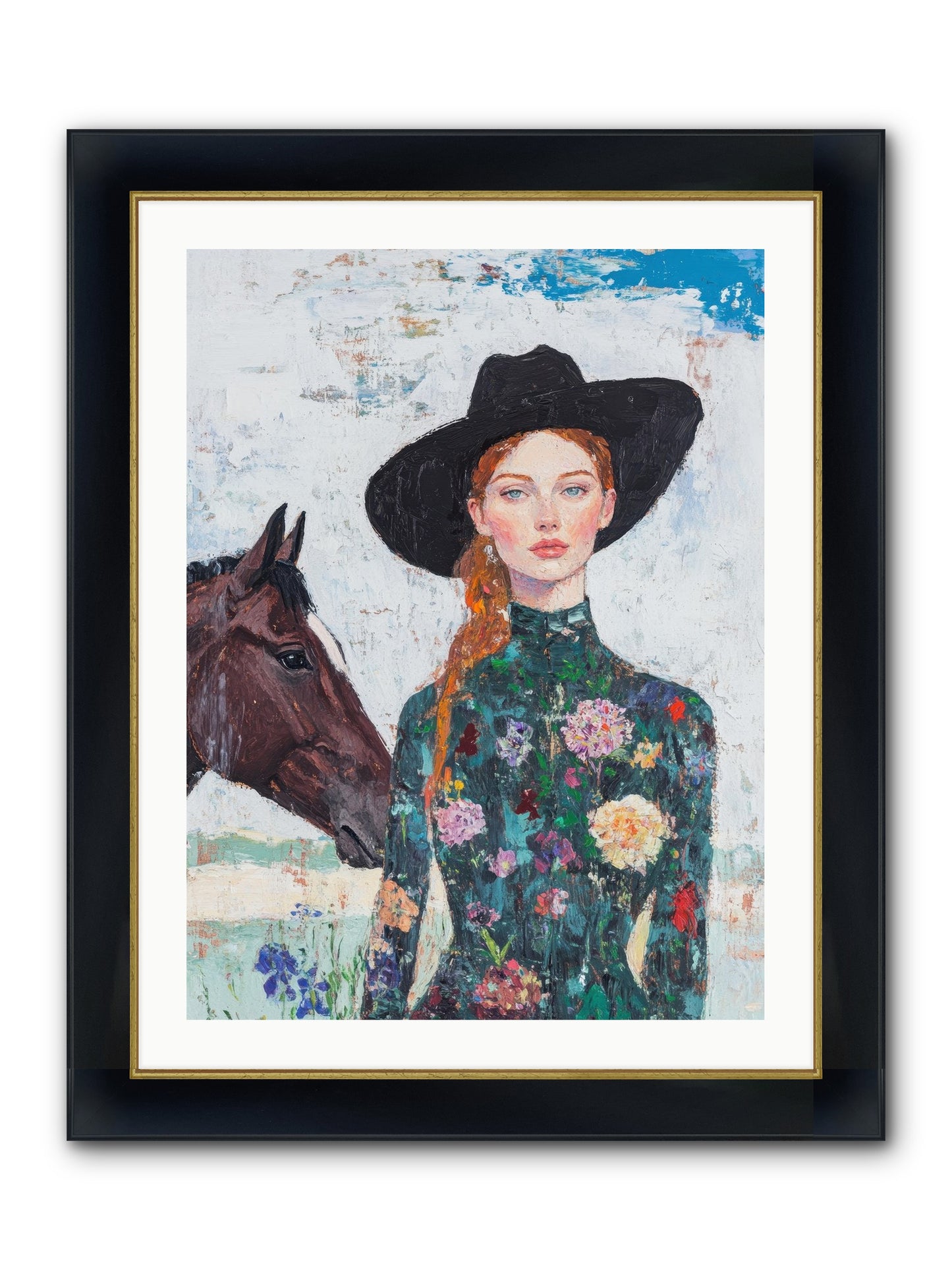 Turquoise Legacy Framed Print - Wide Black w/Gold 24x32