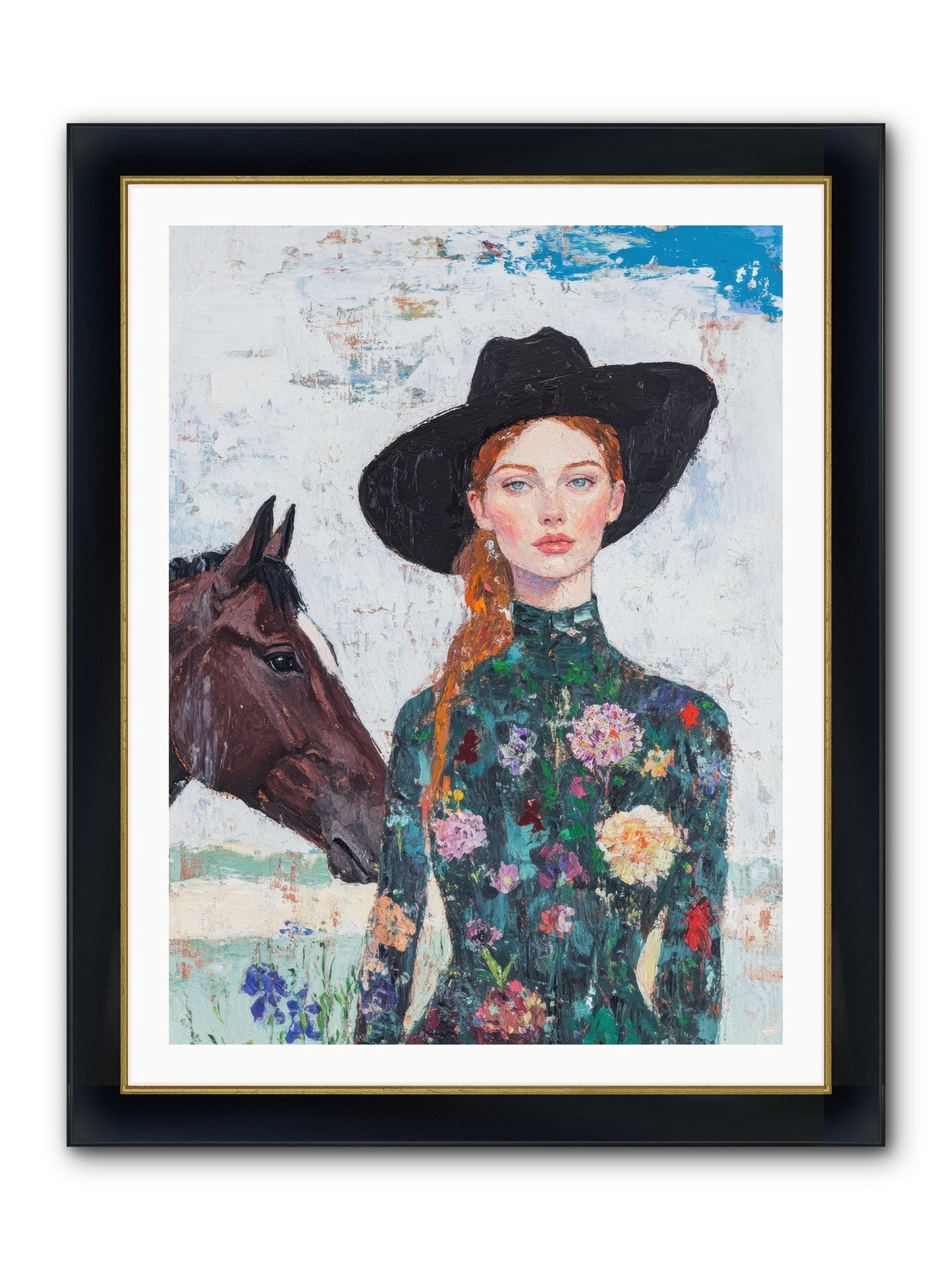 Turquoise Legacy Framed Print - Wide Black w/Gold 30x40