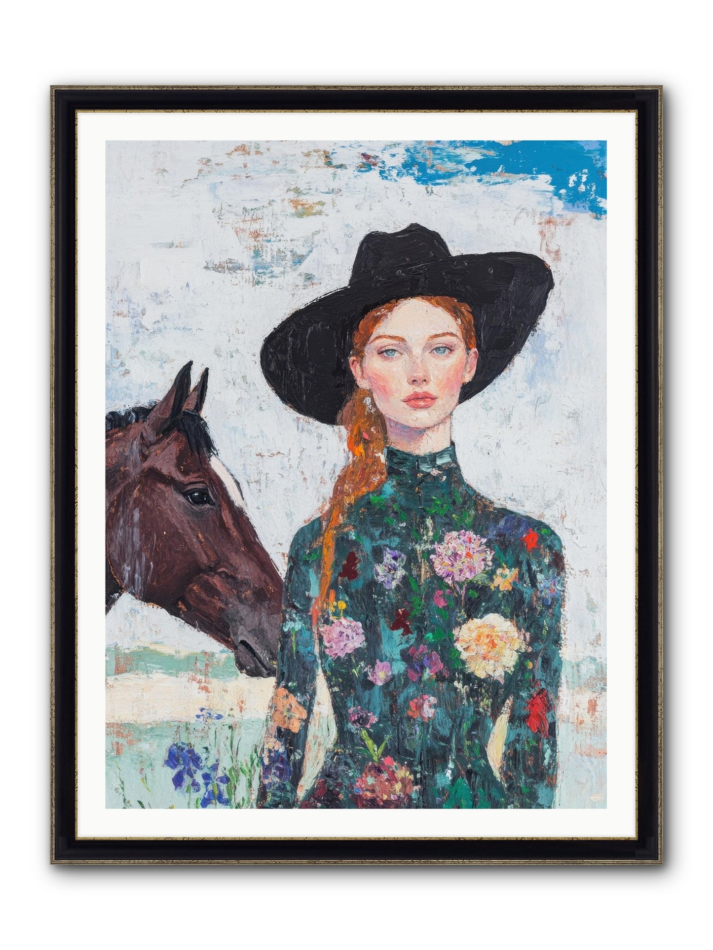 Turquoise Legacy Framed Print - Black & Gold 36x48