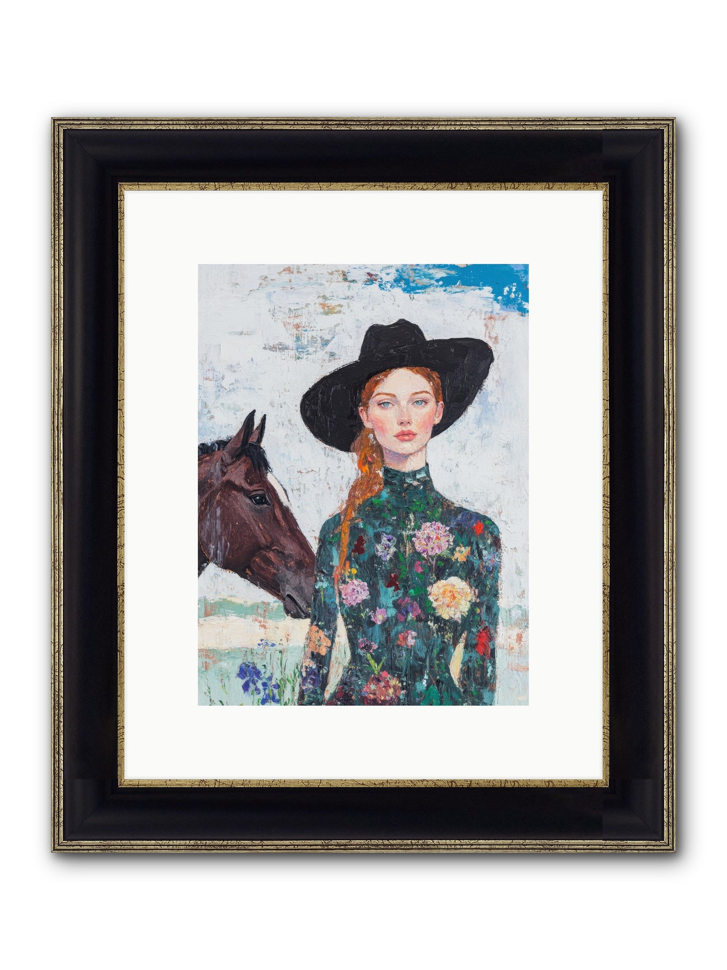 Turquoise Legacy Framed Print - Black & Gold 9x12