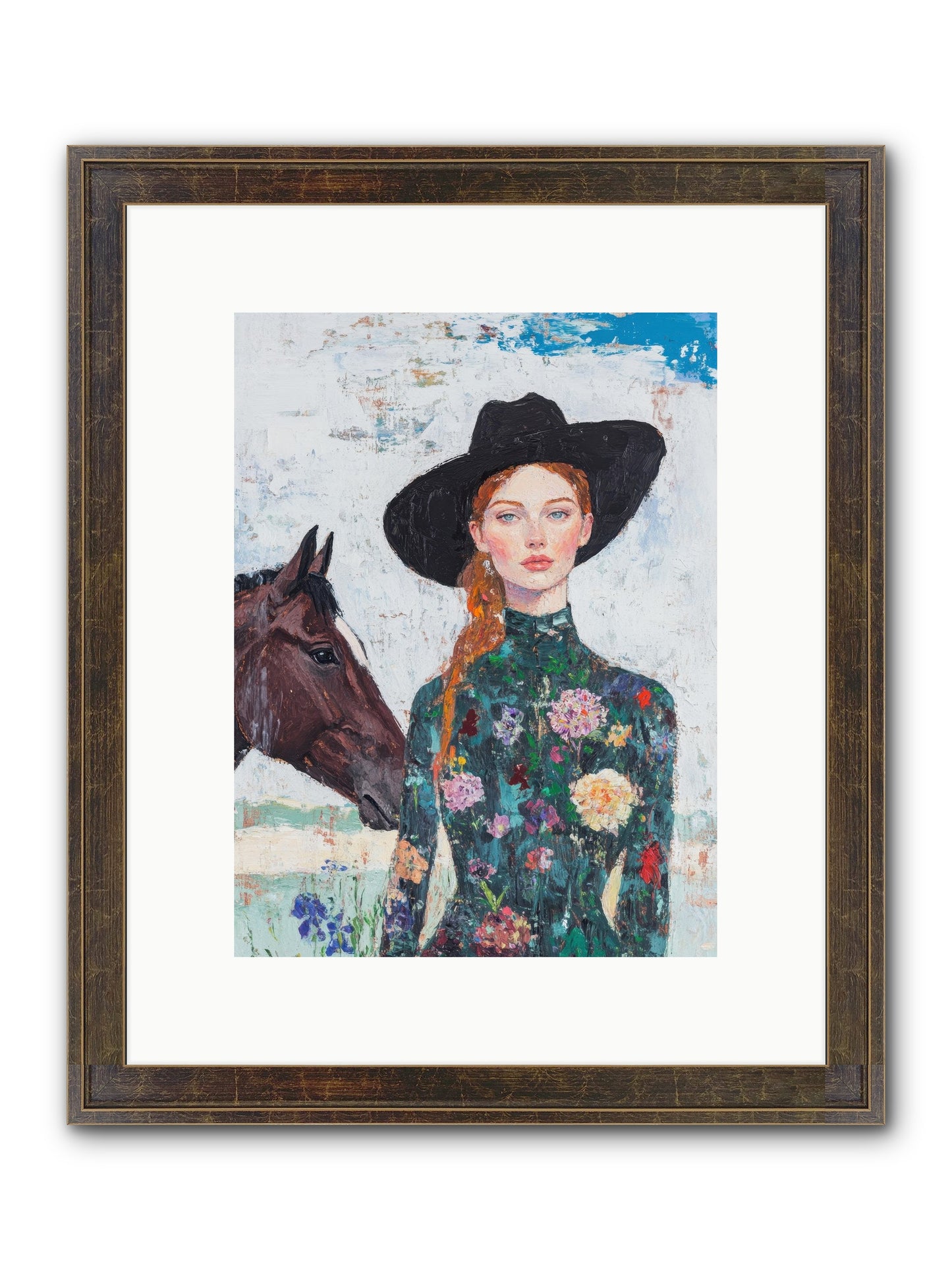 Turquoise Legacy Framed Print - Slimwoods Black/Gold 9x12
