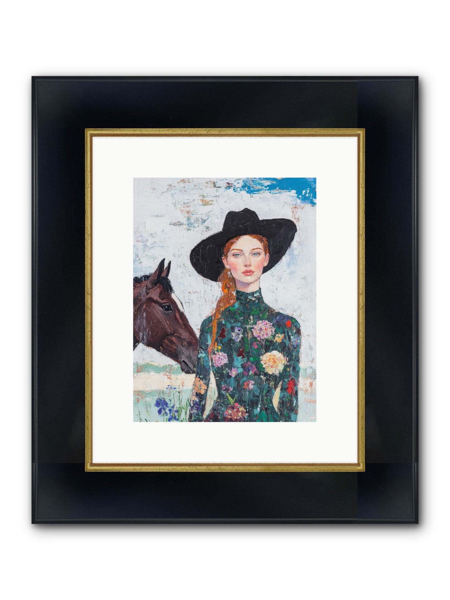 Turquoise Legacy Framed Print - Wide Black w/Gold 9x12