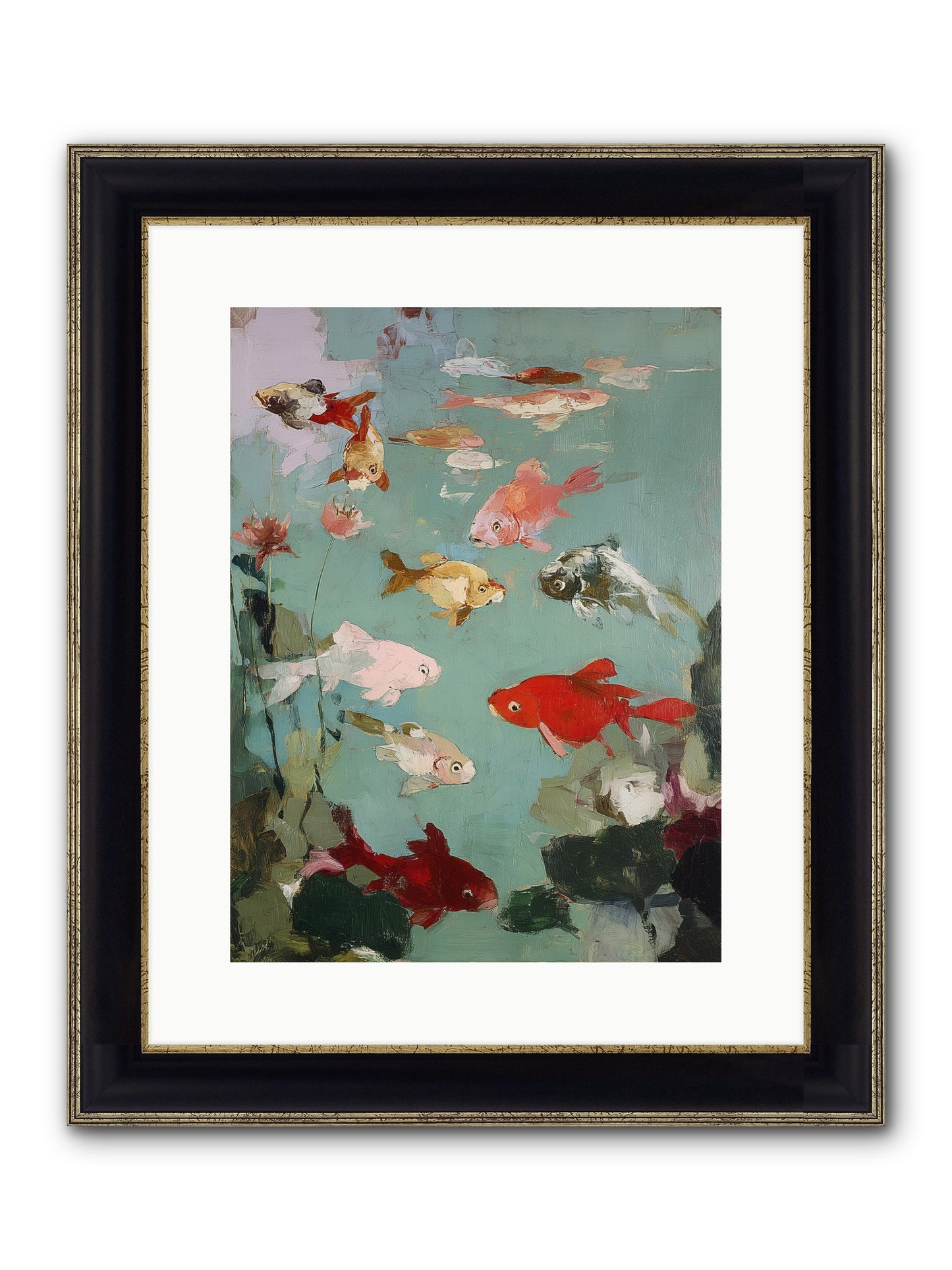 Turquoise Temple Framed Print - Black & Gold 12x16