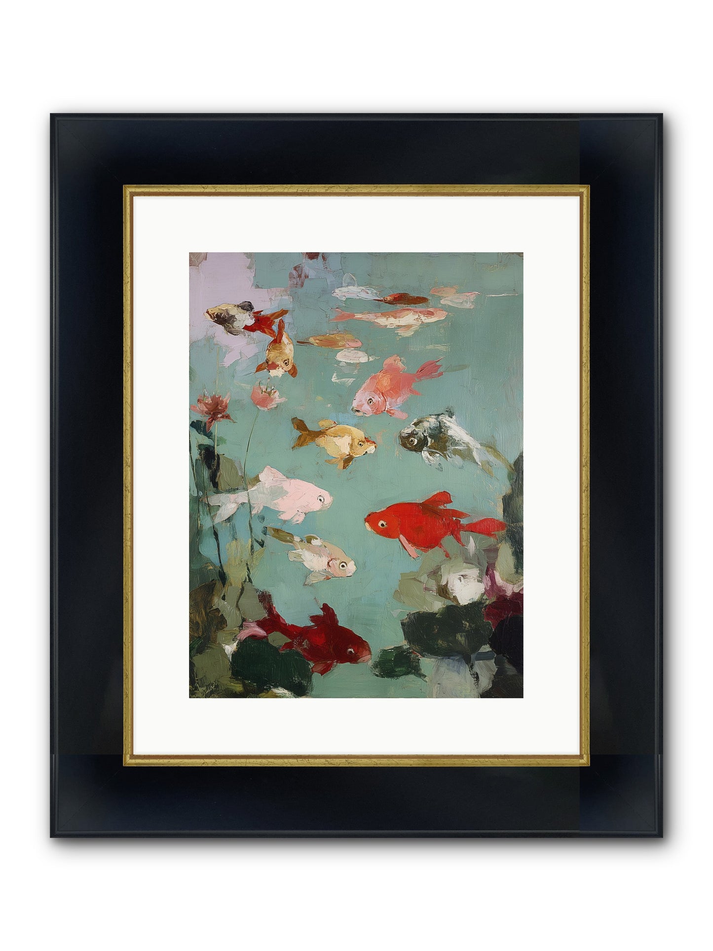 Turquoise Temple Framed Print - Wide Black w/Gold 12x16