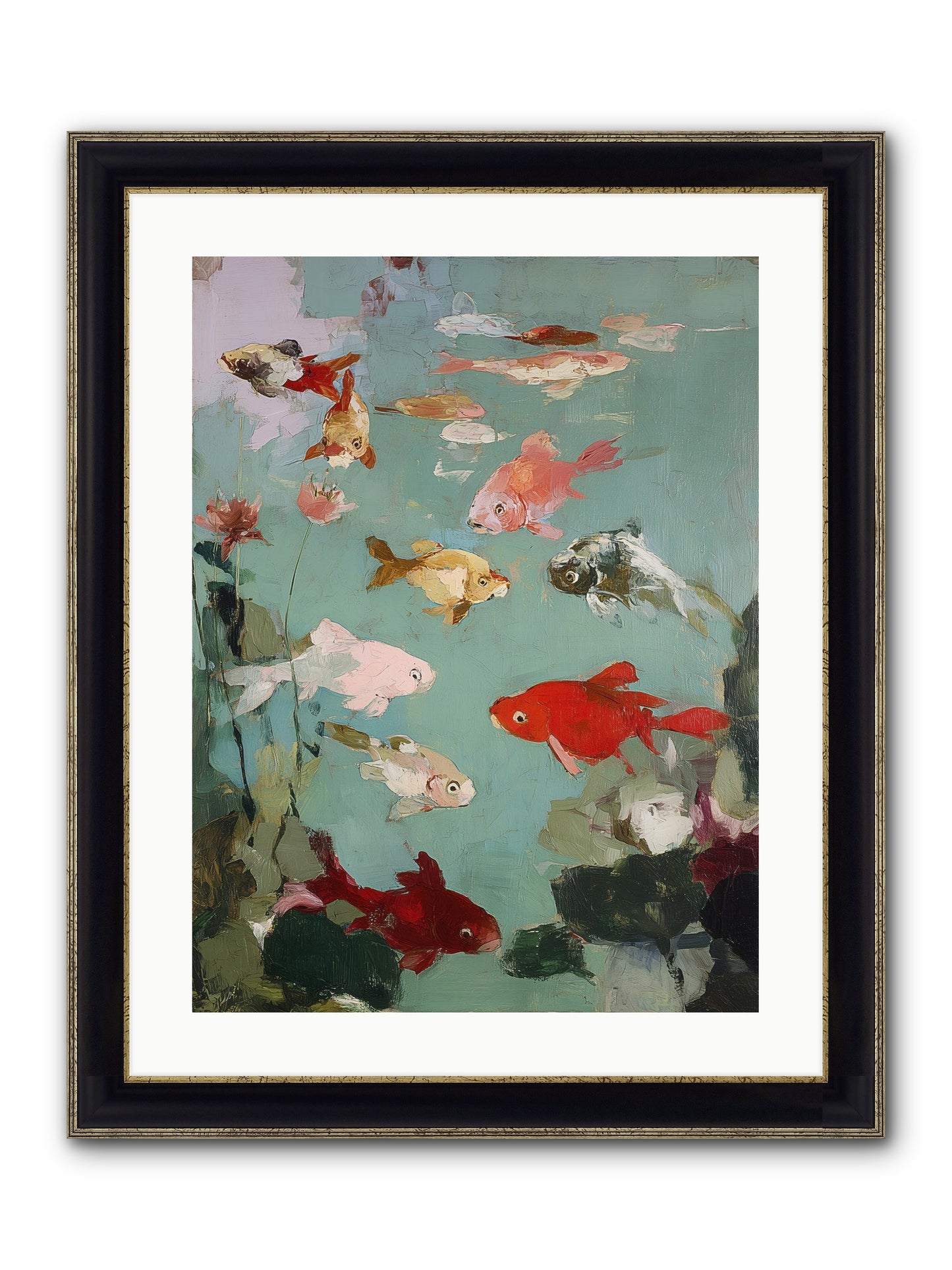 Turquoise Temple Framed Print - Black & Gold 18x24