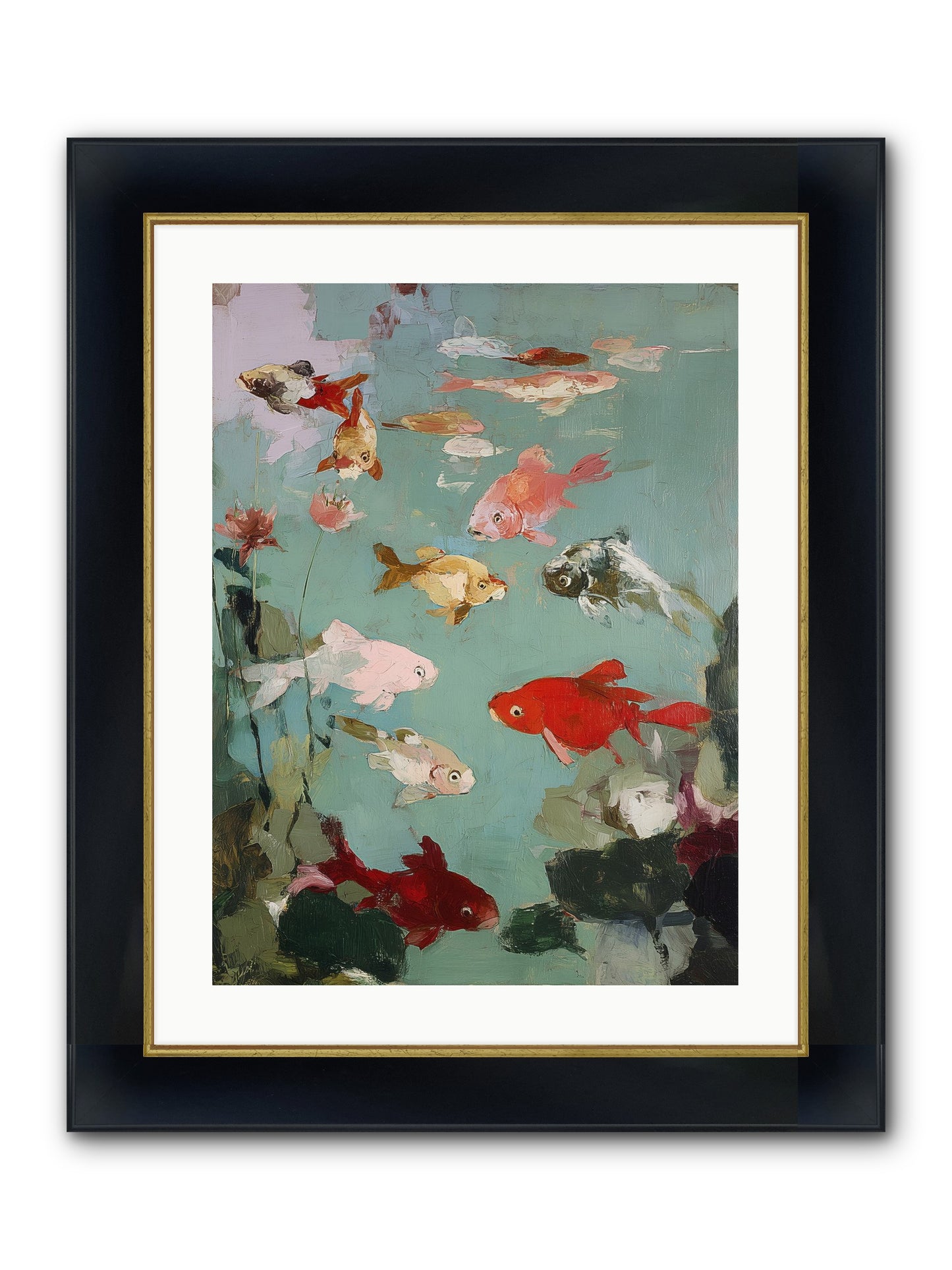 Turquoise Temple Framed Print - Wide Black w/Gold 18x24