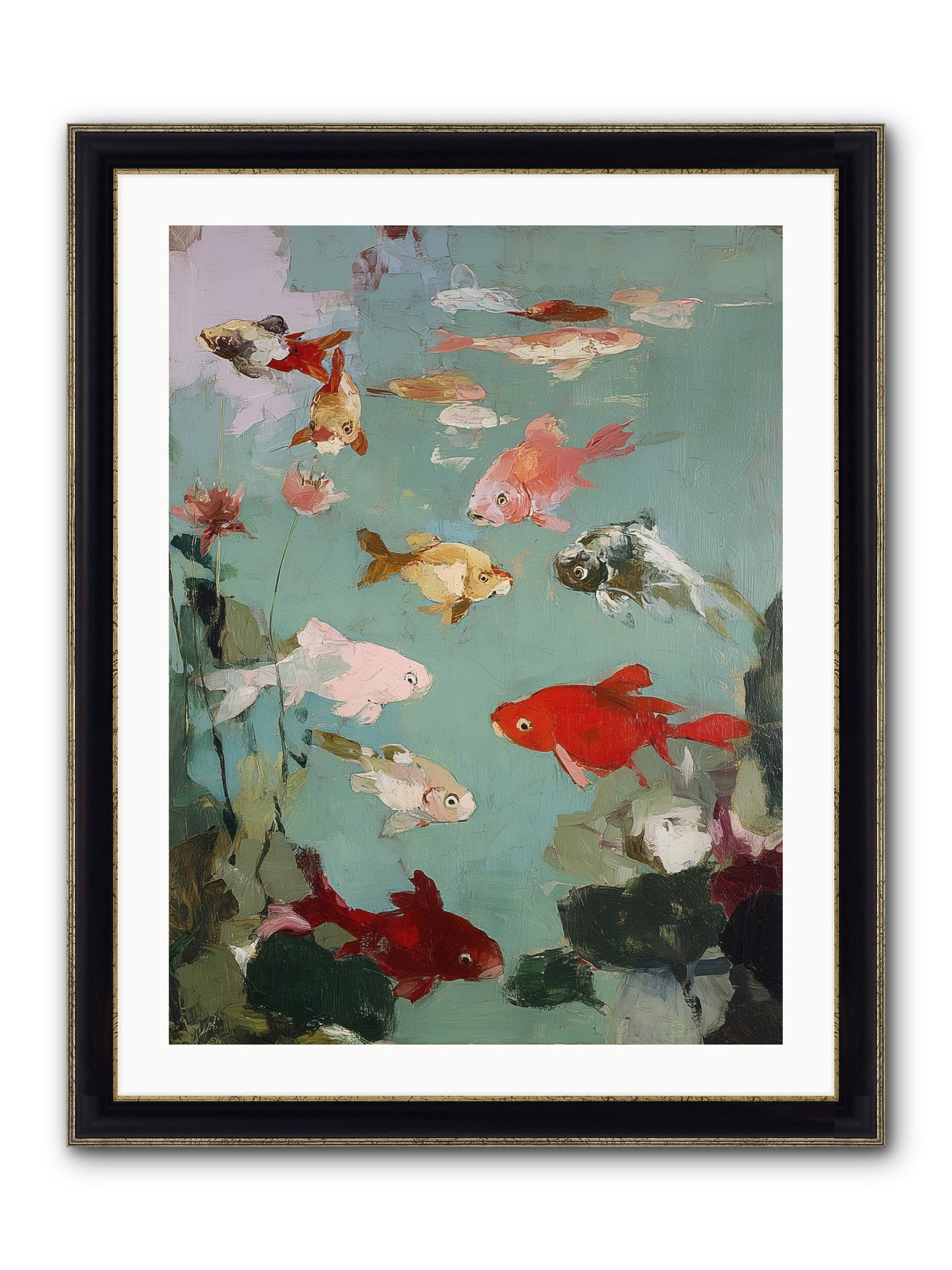 Turquoise Temple Framed Print - Black & Gold 24x32