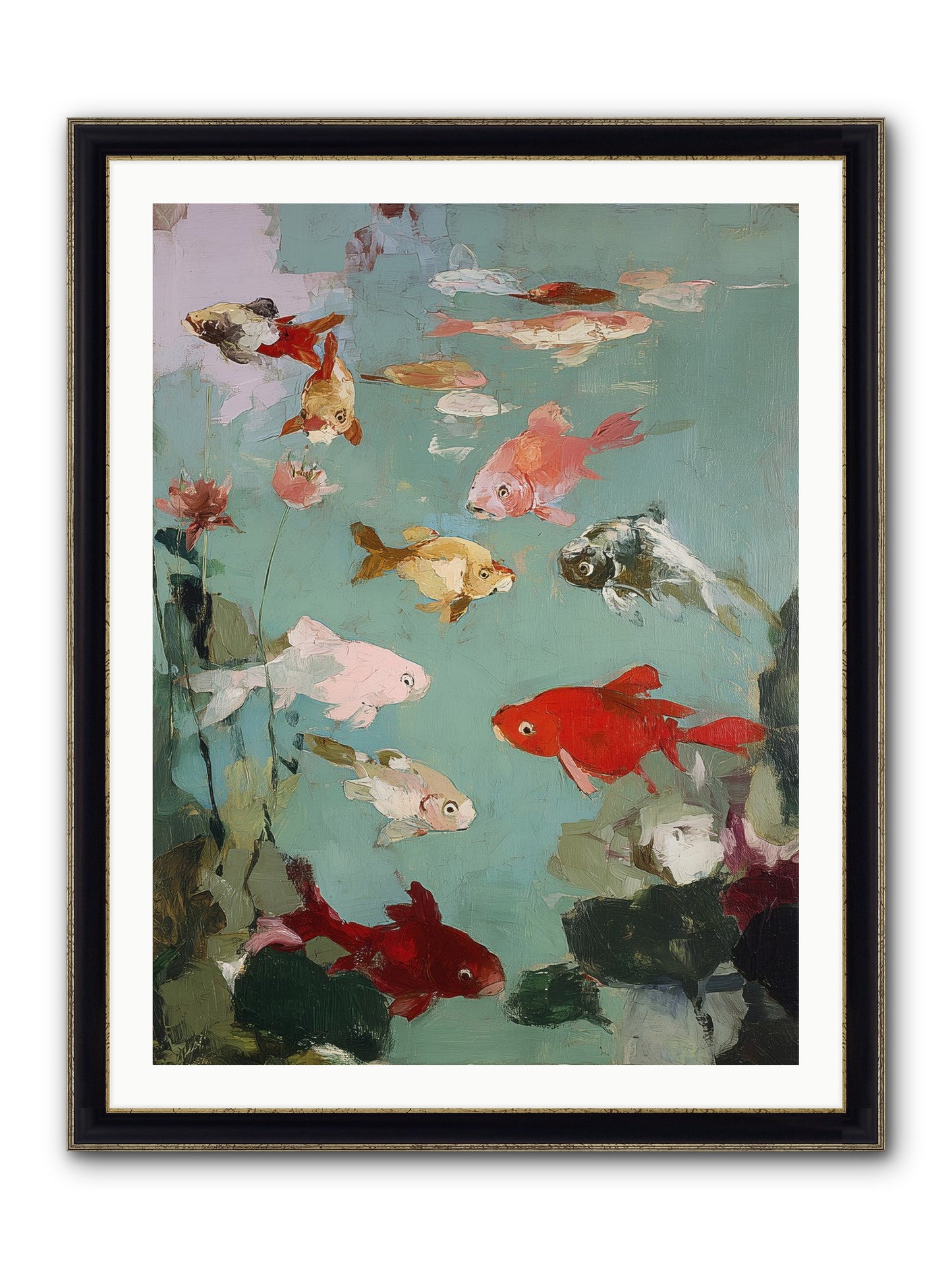 Turquoise Temple Framed Print - Black & Gold 30x40
