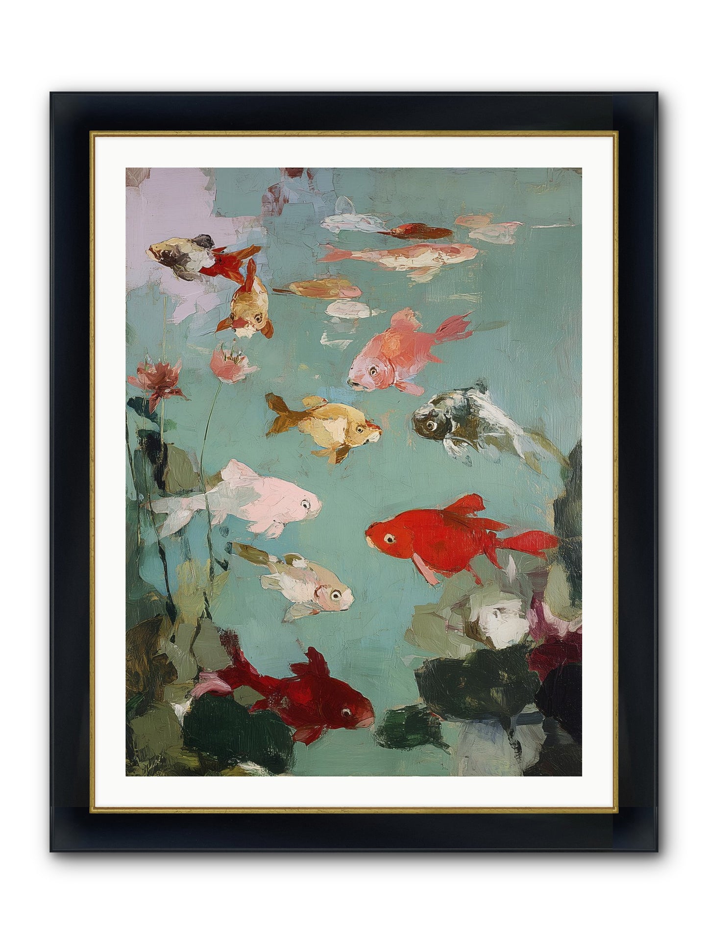 Turquoise Temple Framed Print - Wide Black w/Gold 30x40