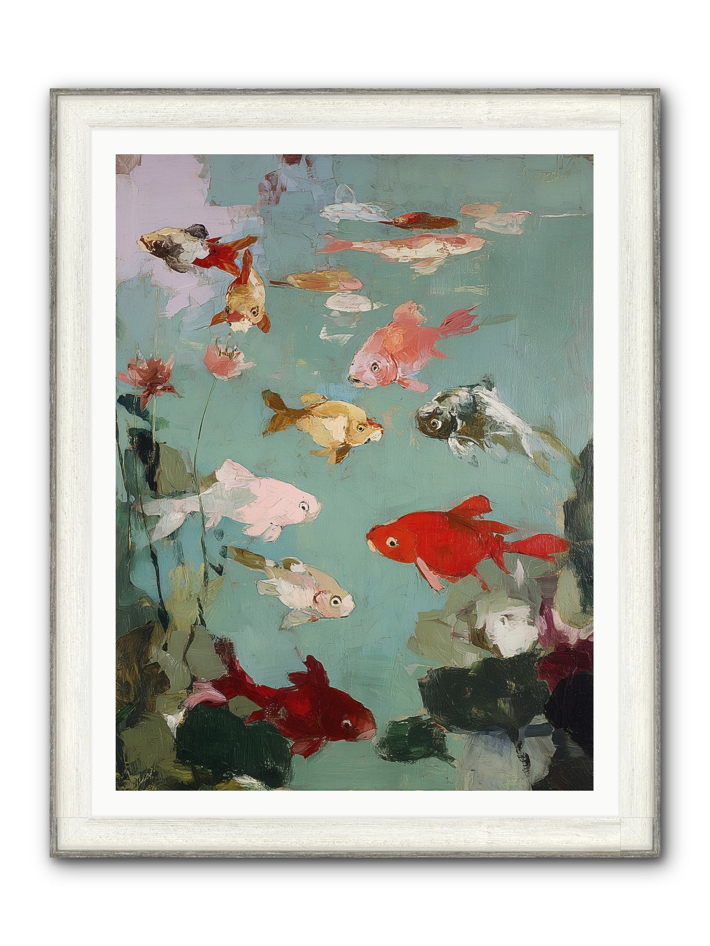 Turquoise Temple Framed Print - Driftwood White 36x48