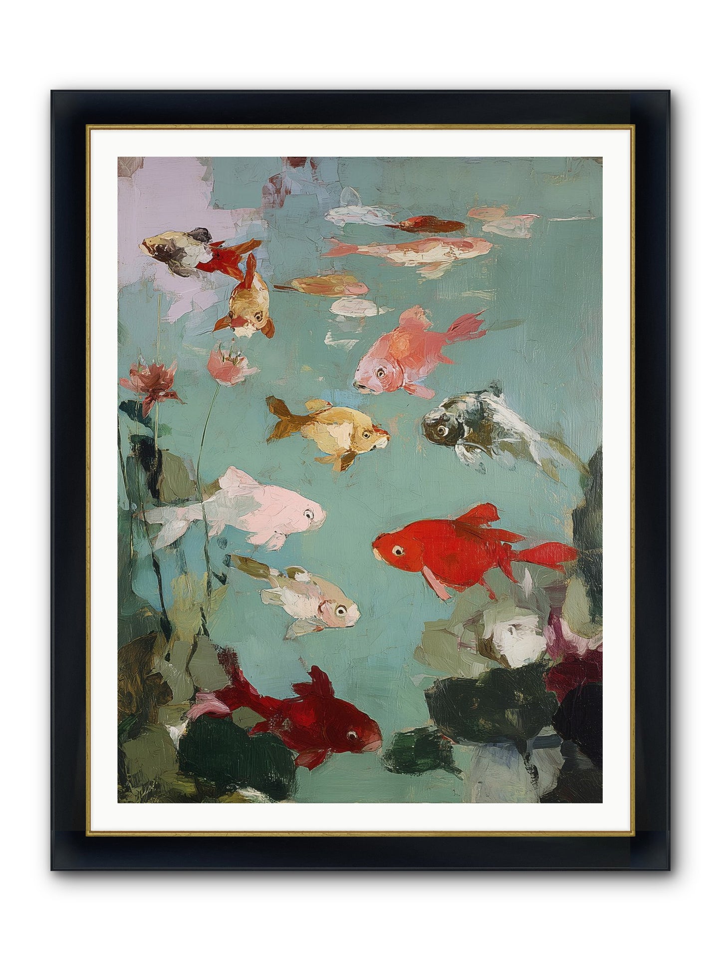 Turquoise Temple Framed Print - Wide Black w/Gold 36x48