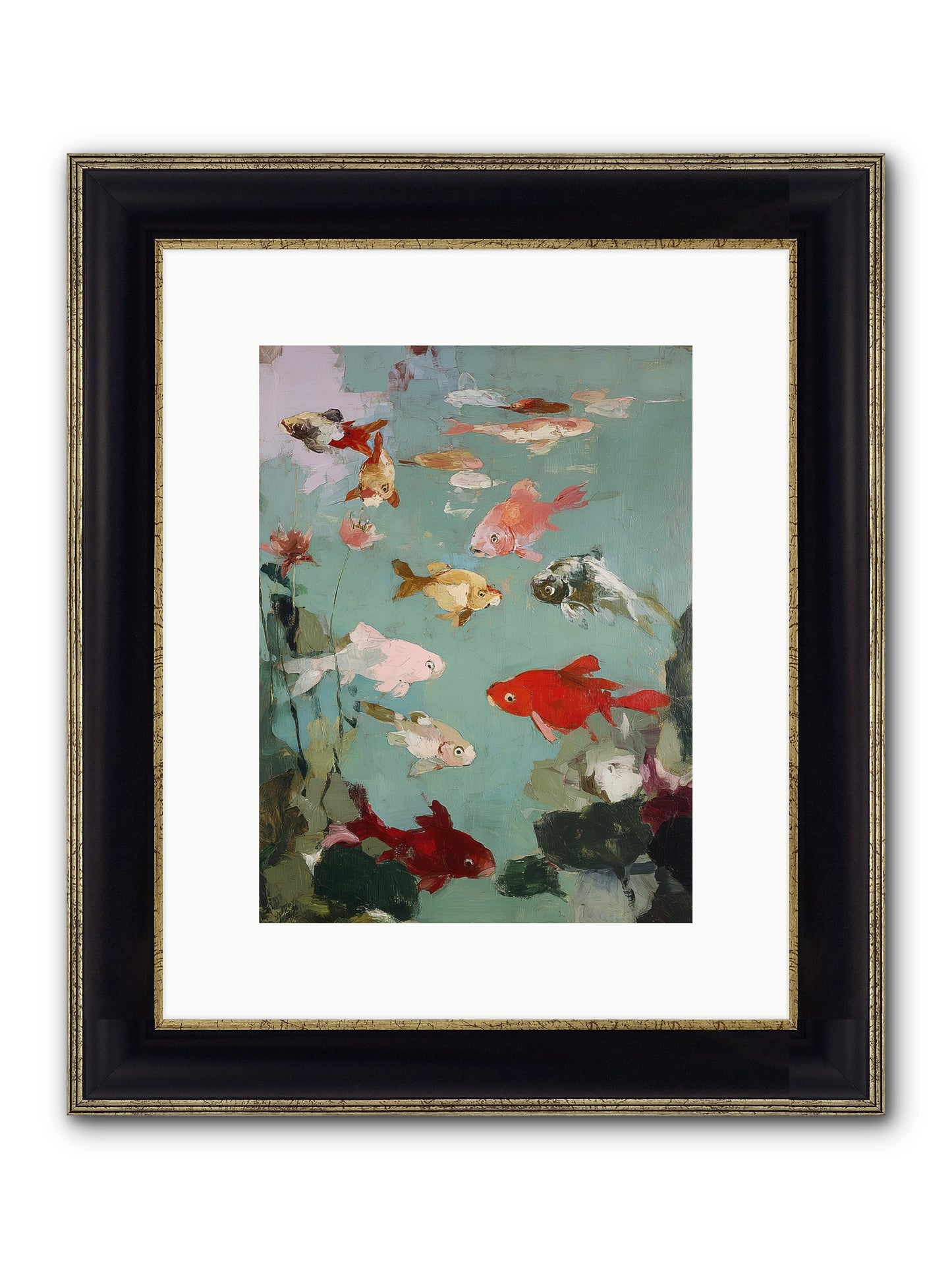 Turquoise Temple Framed Print - Black & Gold 9x12