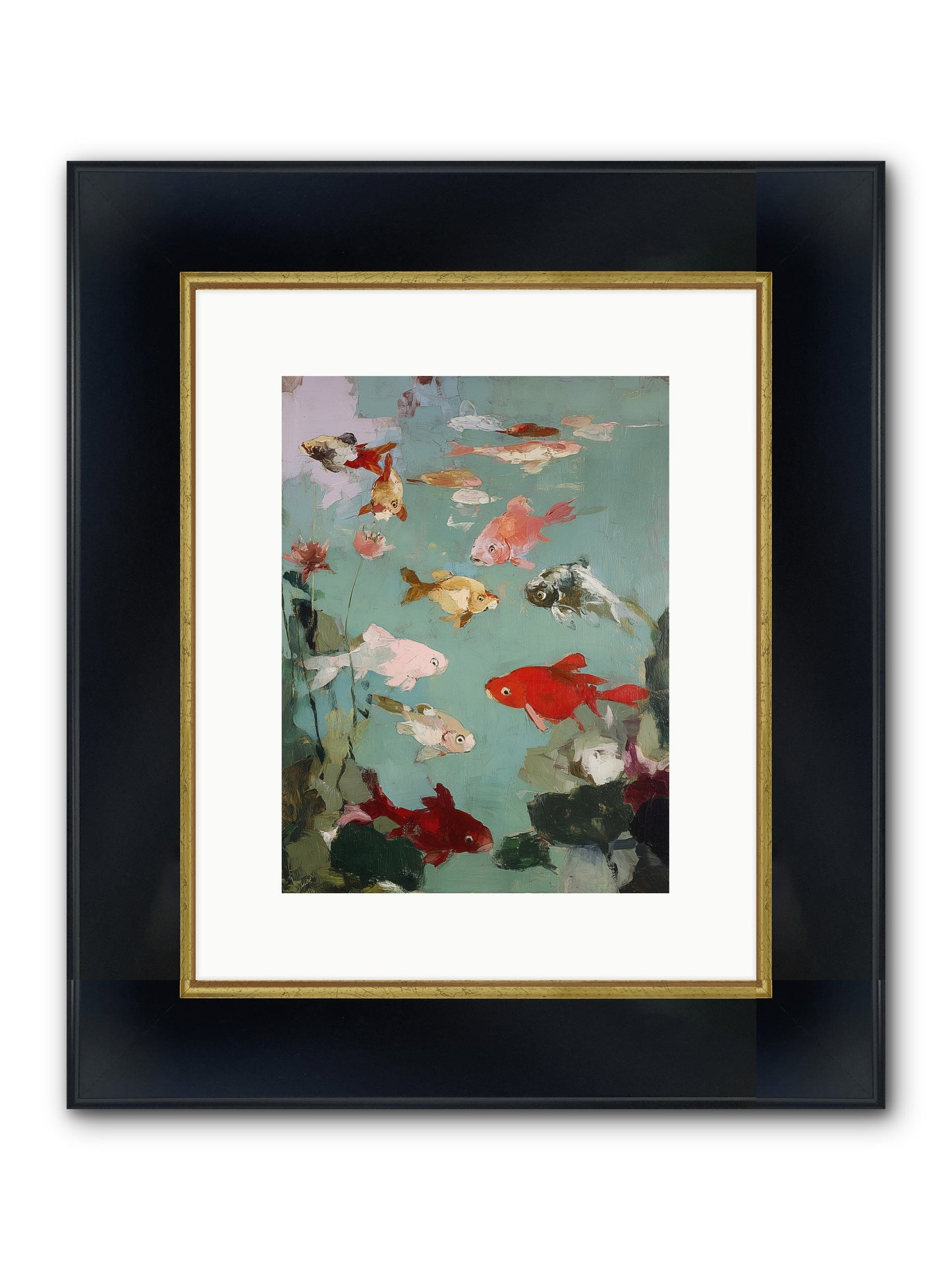Turquoise Temple Framed Print - Wide Black w/Gold 9x12