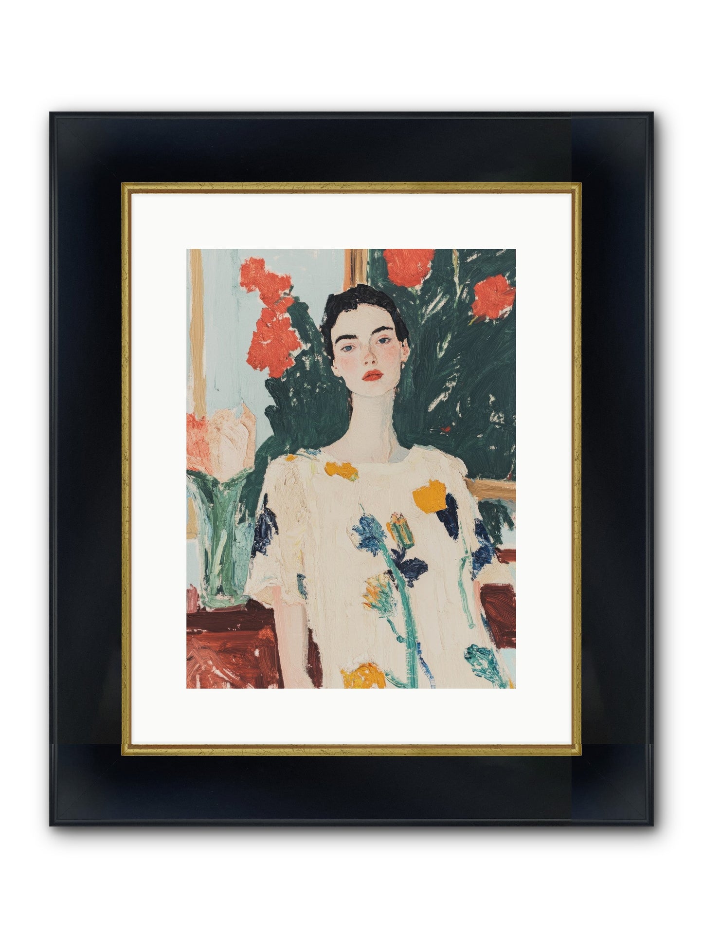 Unblinking Framed Print - Wide Black w/Gold 12x16