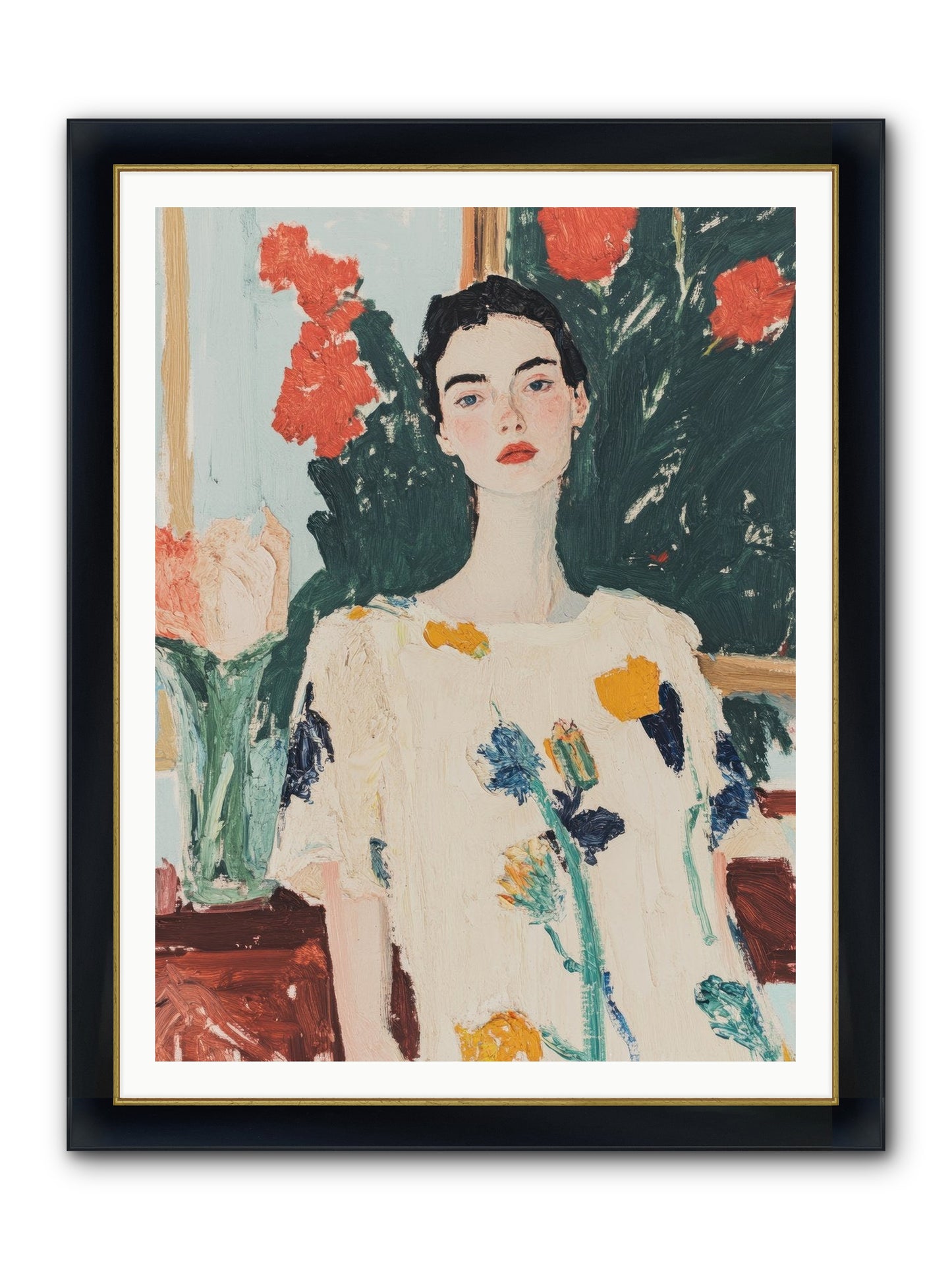 Unblinking Framed Print - Wide Black w/Gold 36x48