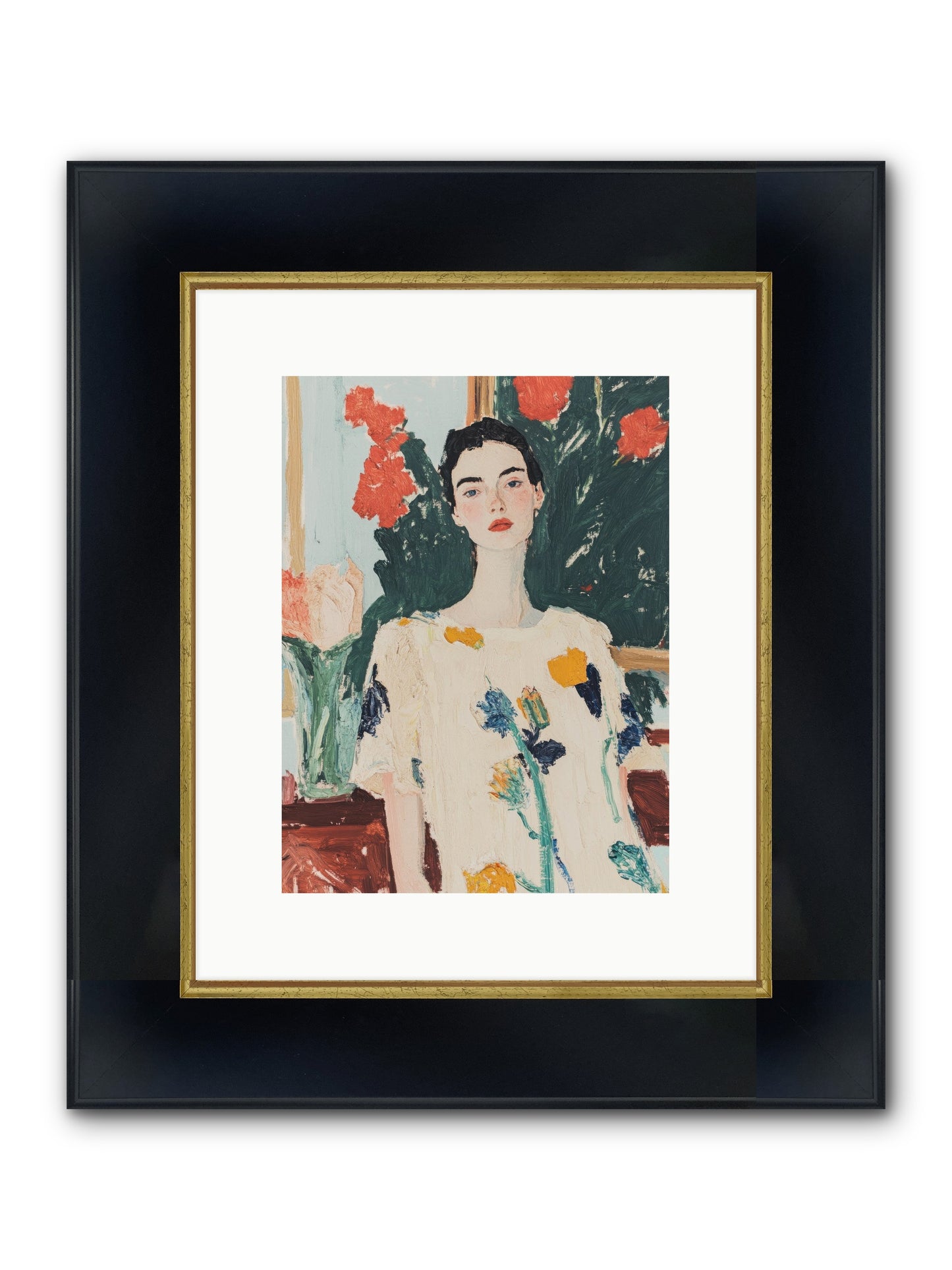 Unblinking Framed Print - Wide Black w/Gold 9x12