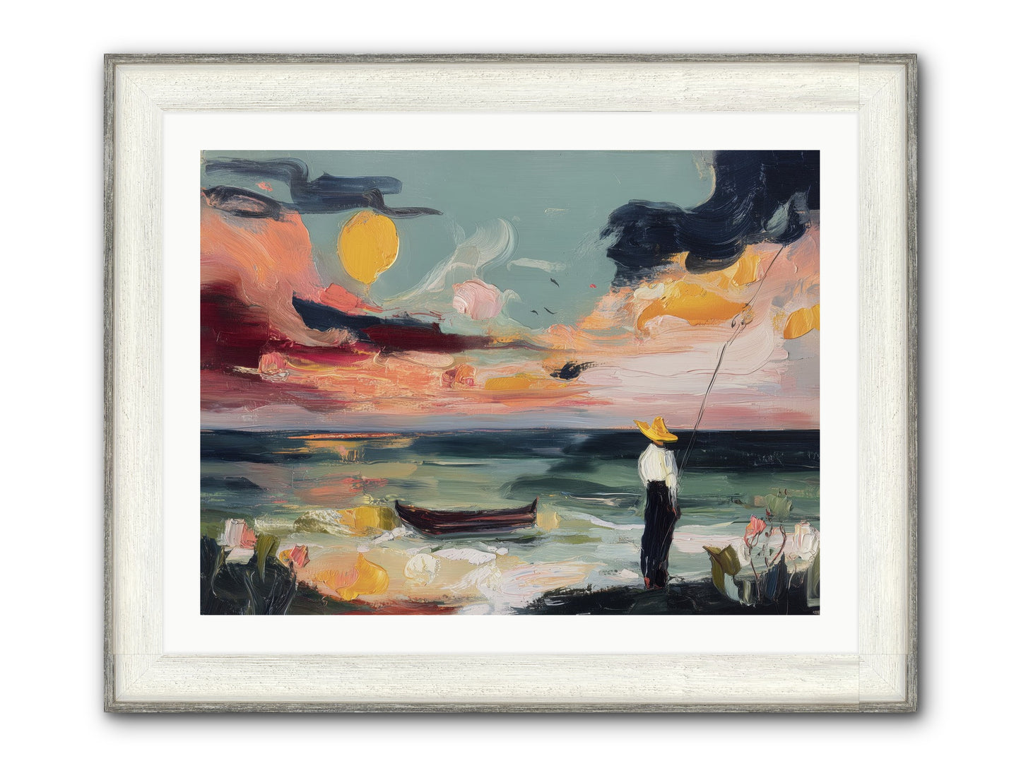 Uncharted Paradise Framed Print - Driftwood White 32x24